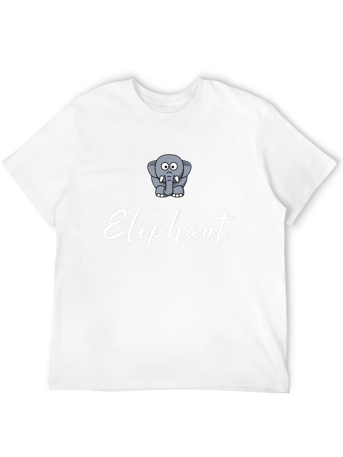 Black Elephant Cartoon Print Men's Black T-Shirt view 12