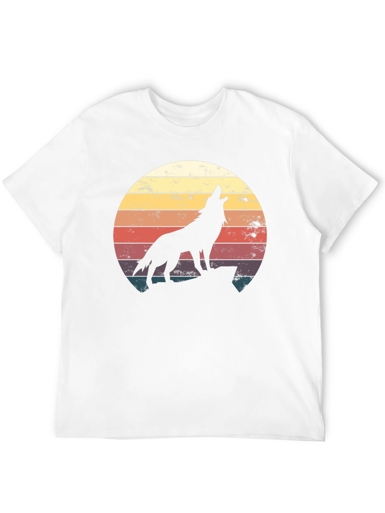 Black Retro Wolf Silhouette T-Shirt - Vintage Style view 12