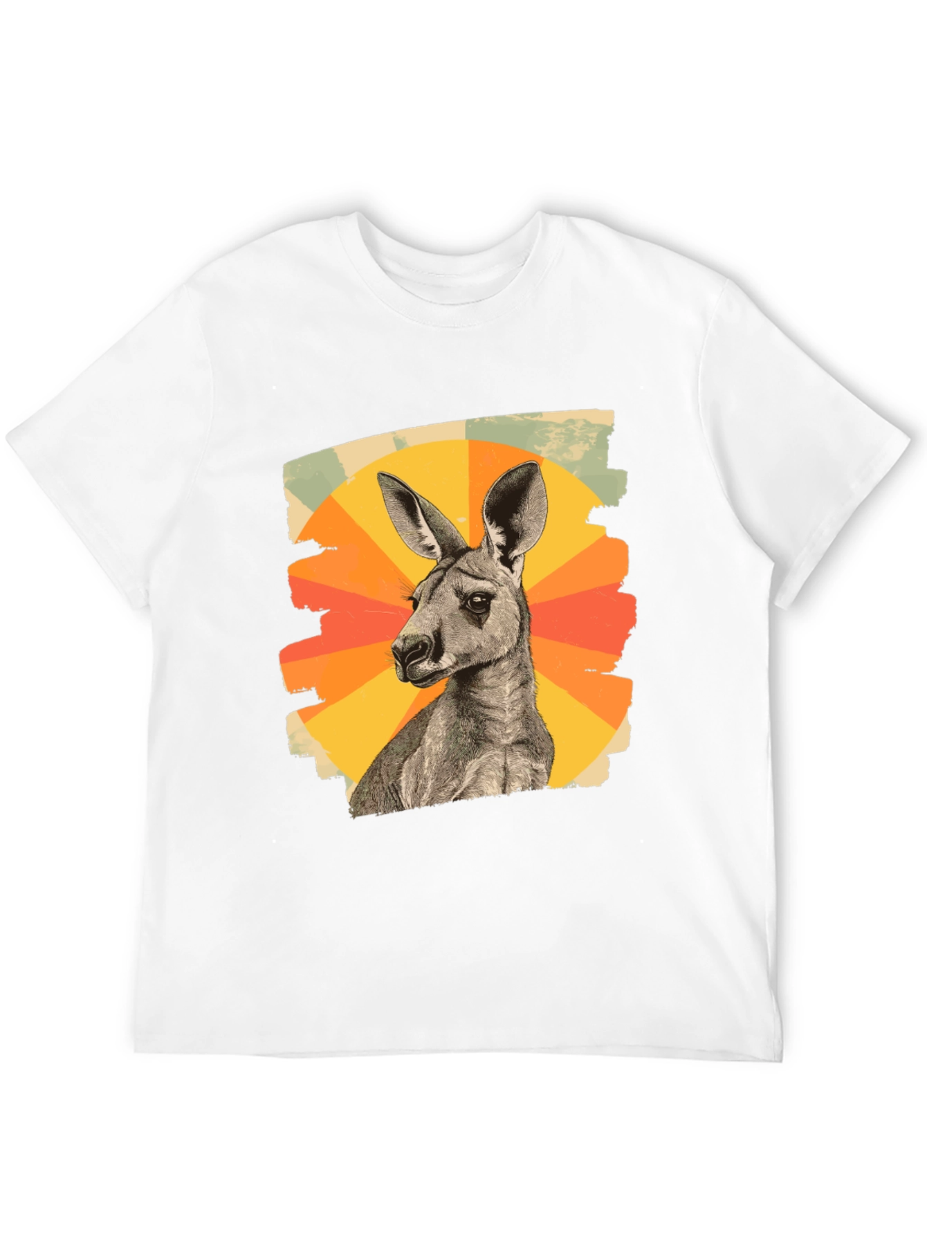 Black Retro Kangaroo Graphic Tee - Black Cotton Blend view 12