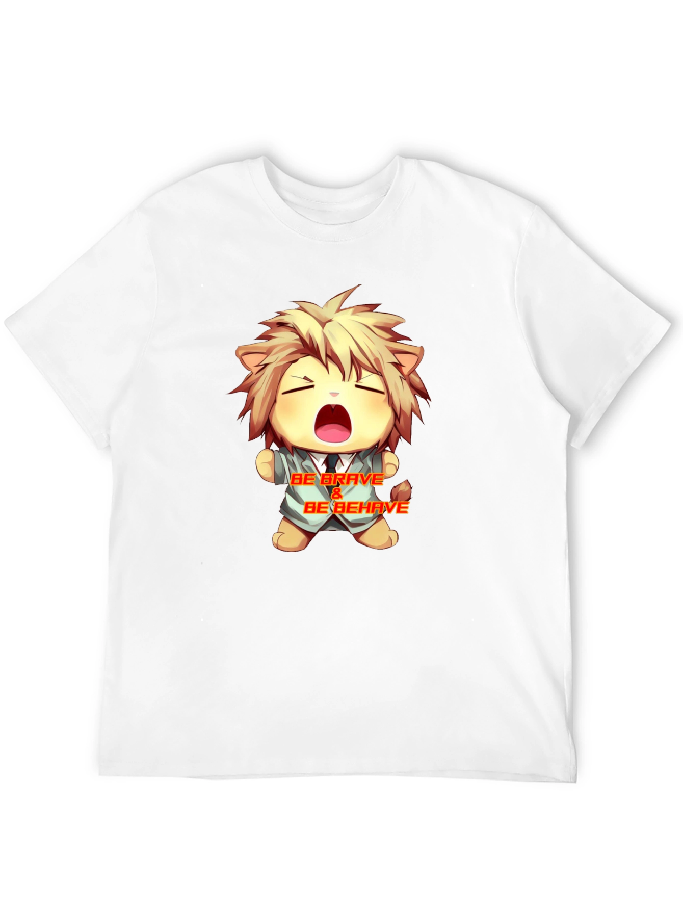 Black Be Brave Cartoon Lion Graphic Tee - Black view 12