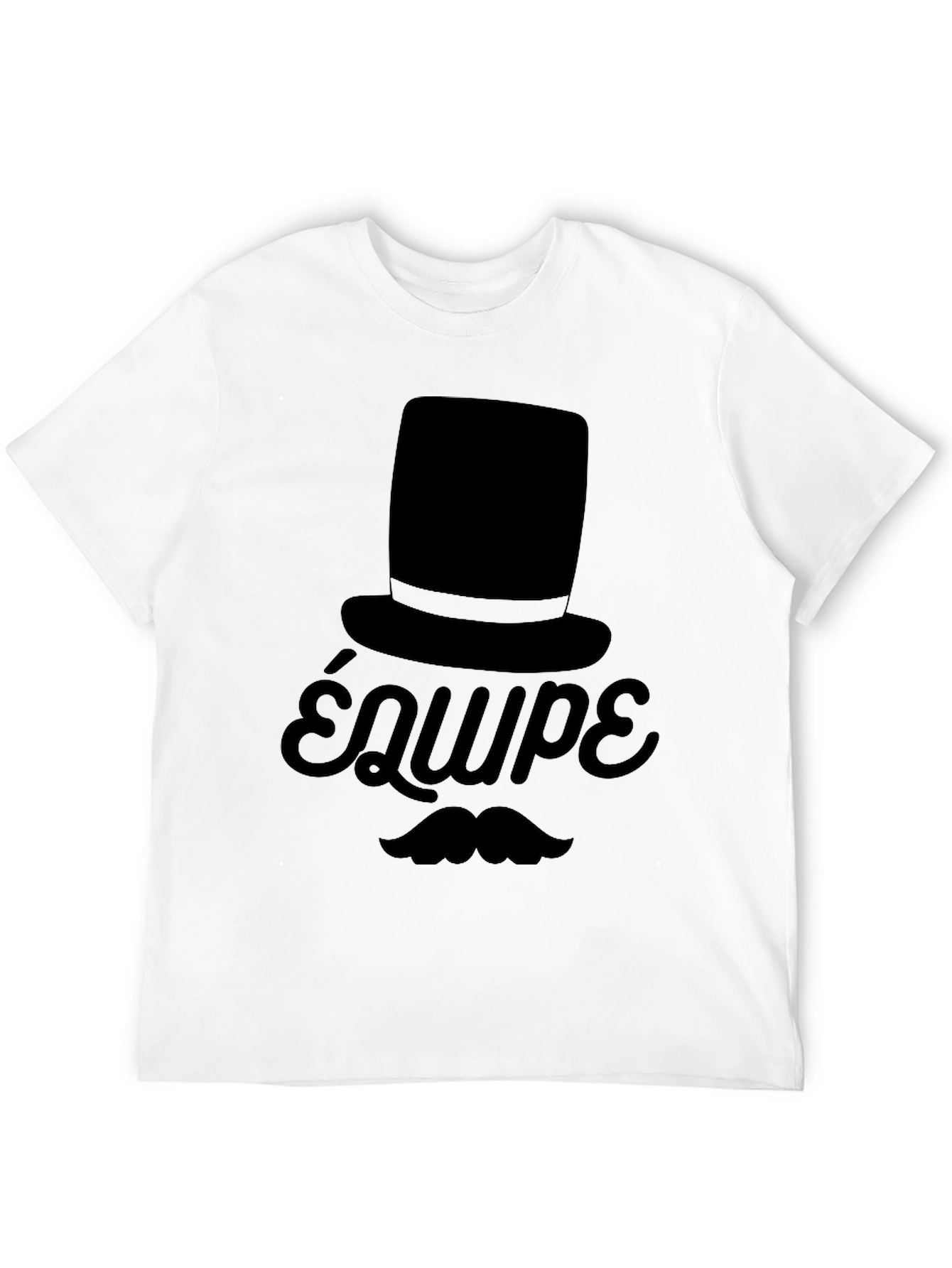 Black Top Hat & Moustache T-Shirt - Équipe view 12