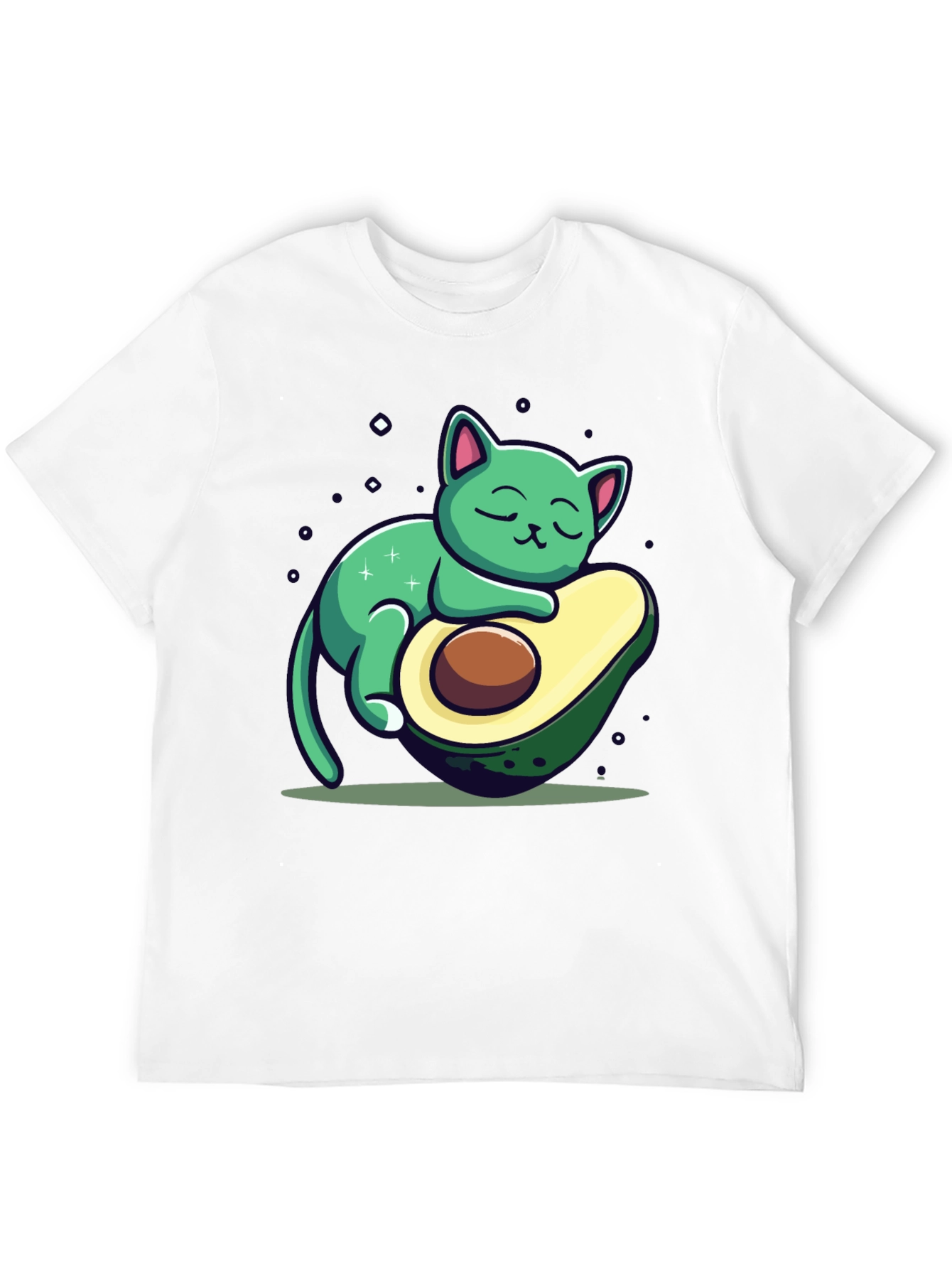Black Cute Avocado Cat Graphic T-Shirt - Black view 12