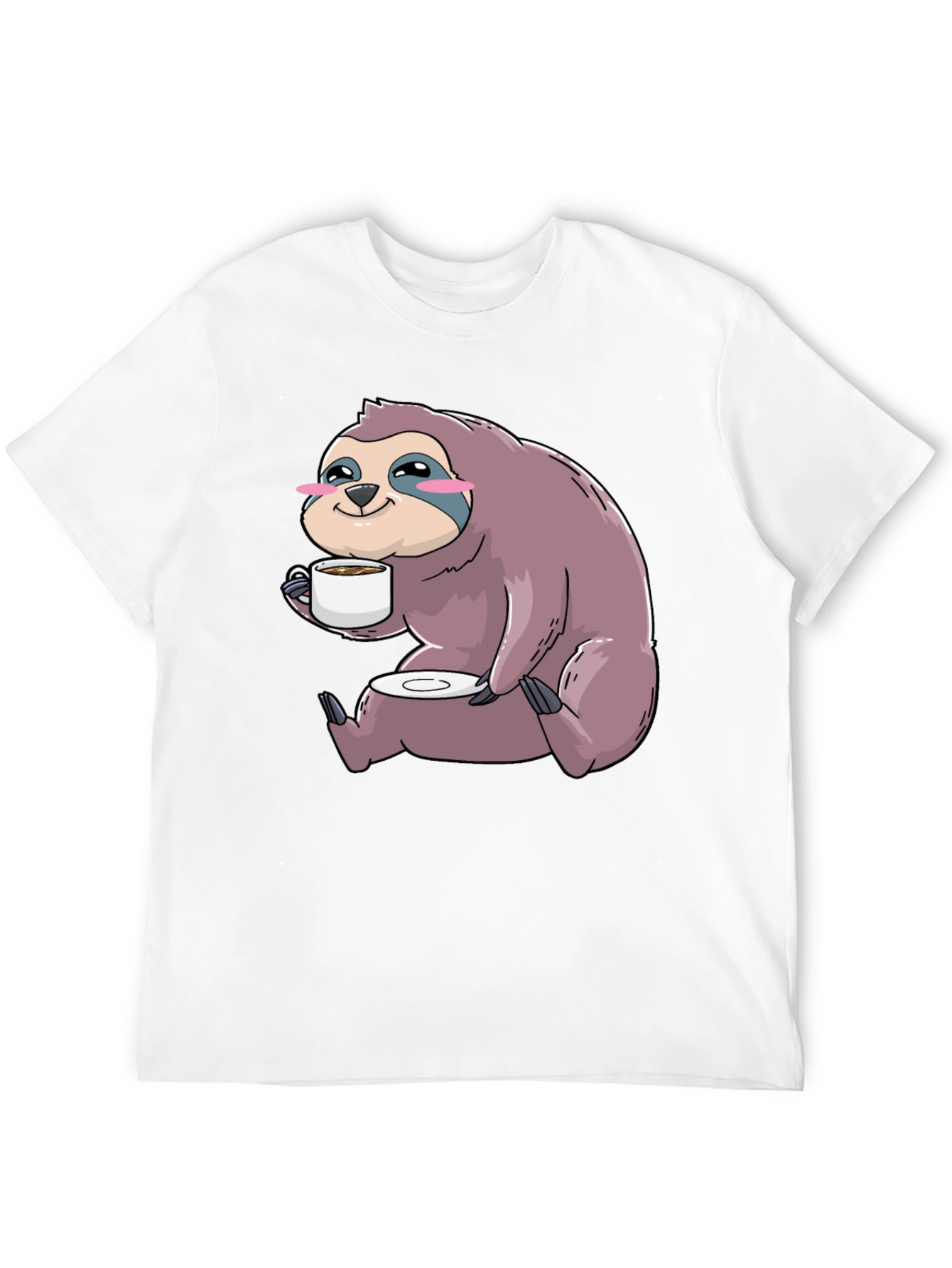 Black Sloth Coffee T-Shirt - Cute Cartoon Sloth Drinking Coffee view 12