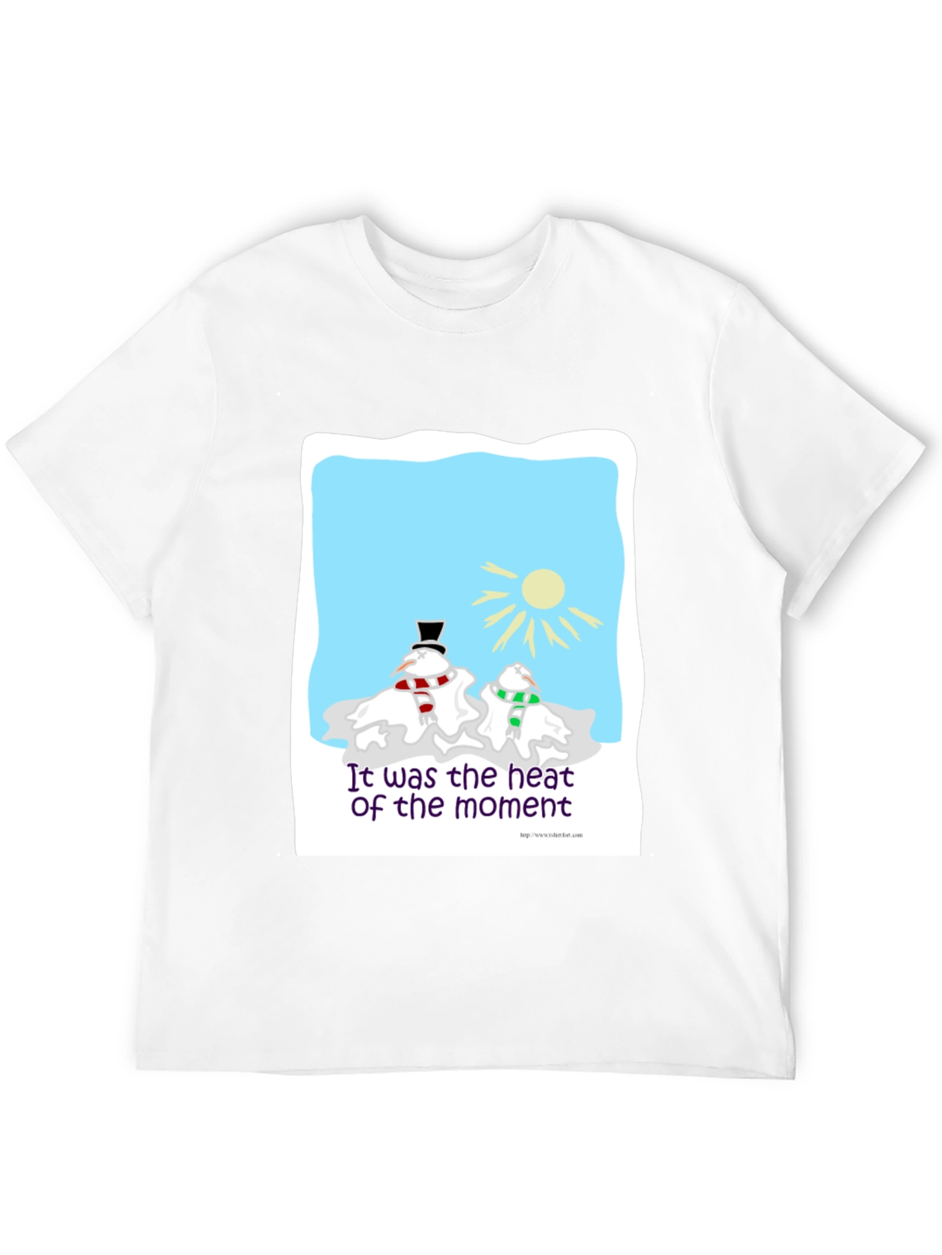 Black Humorous Melting Snowman T-Shirt view 12