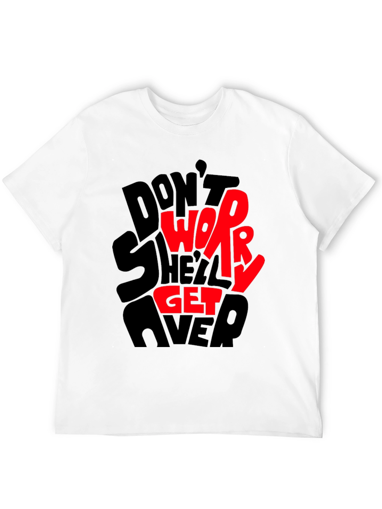 Black Don't Worry T-Shirt - Graphic Print Tee view 12