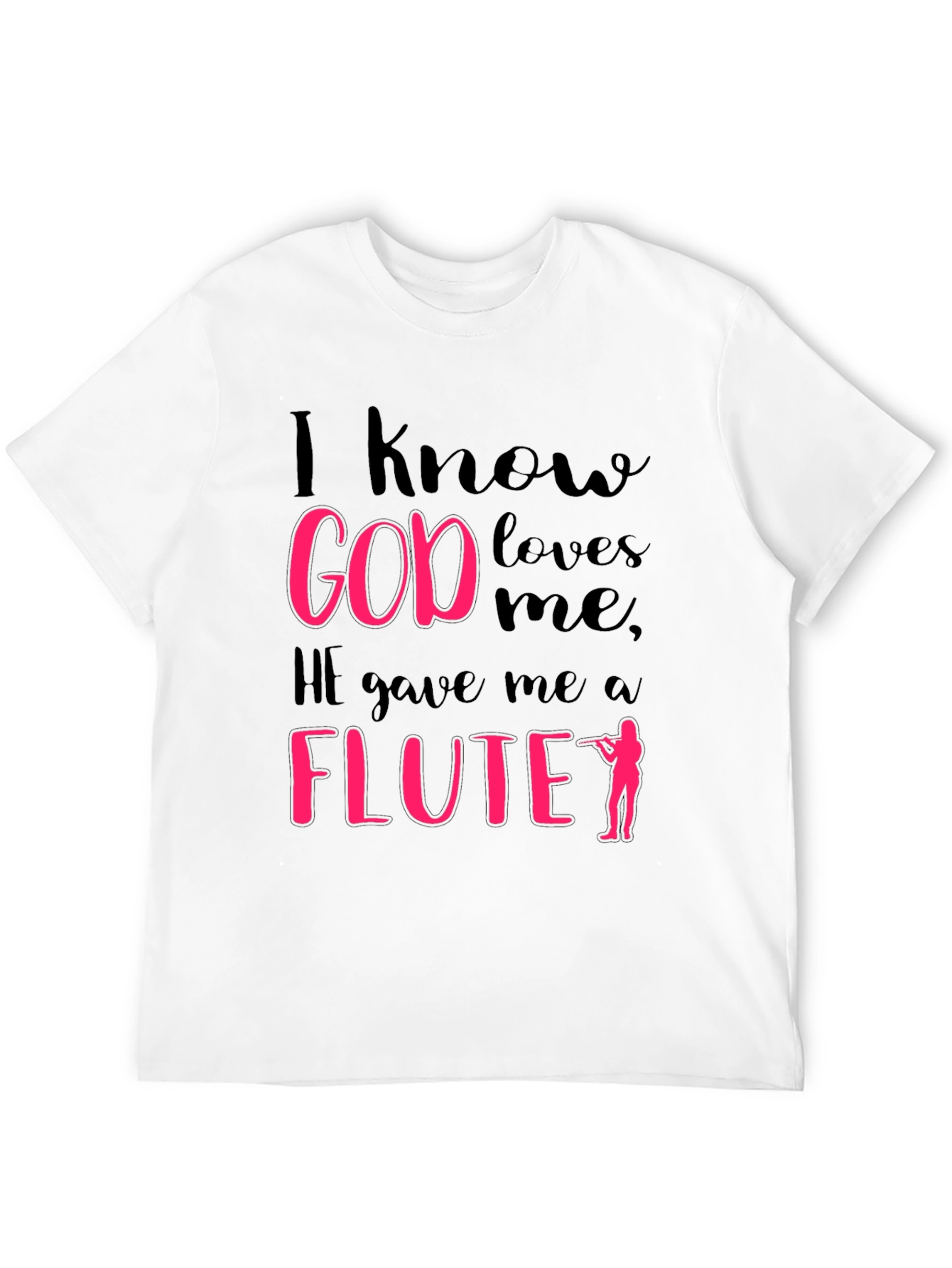 Black I Know God Loves Me Flute Player T-Shirt view 12