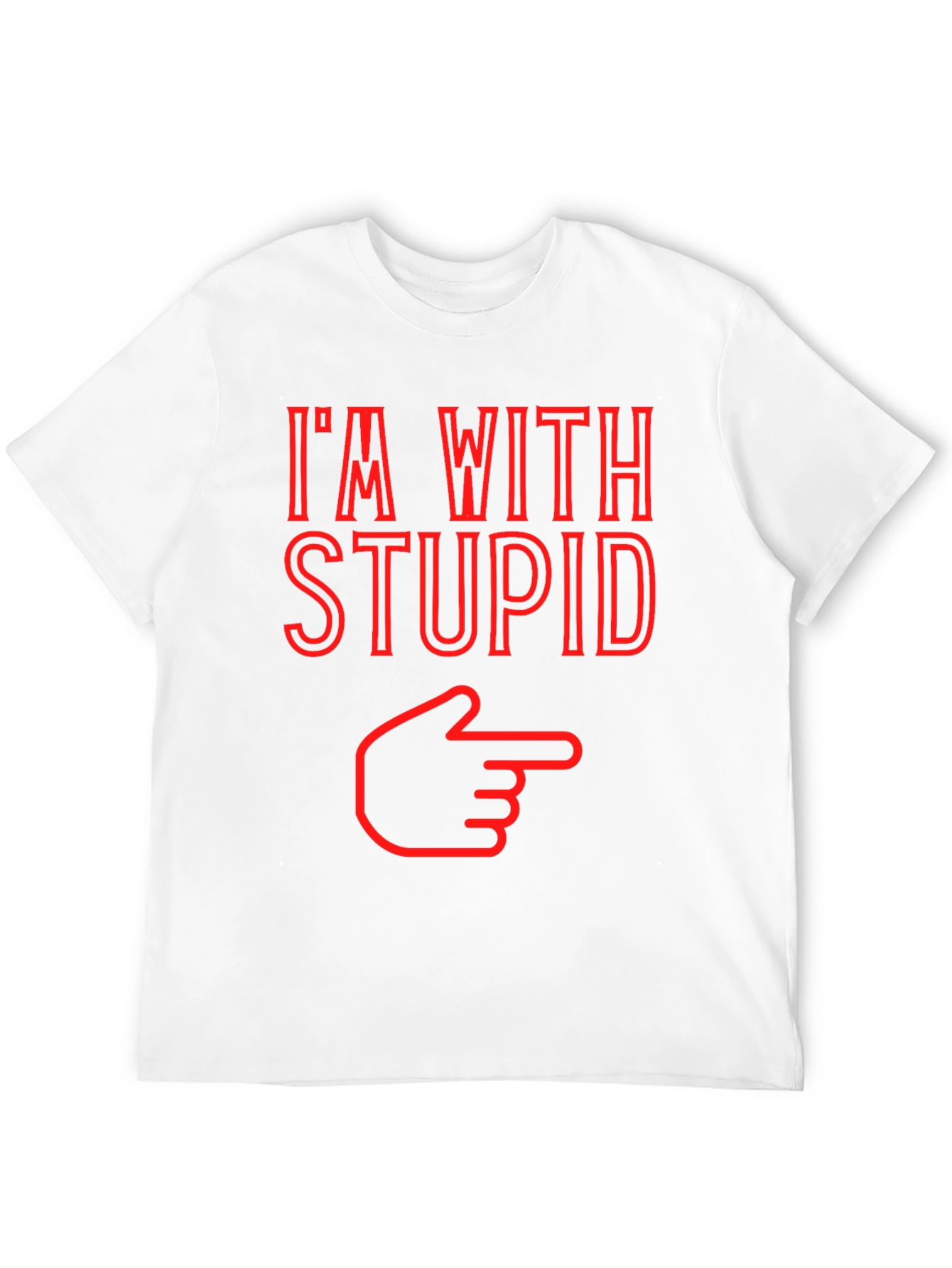 Black I'm With Stupid Funny Graphic Tee - Pointing Finger T-Shirt view 12