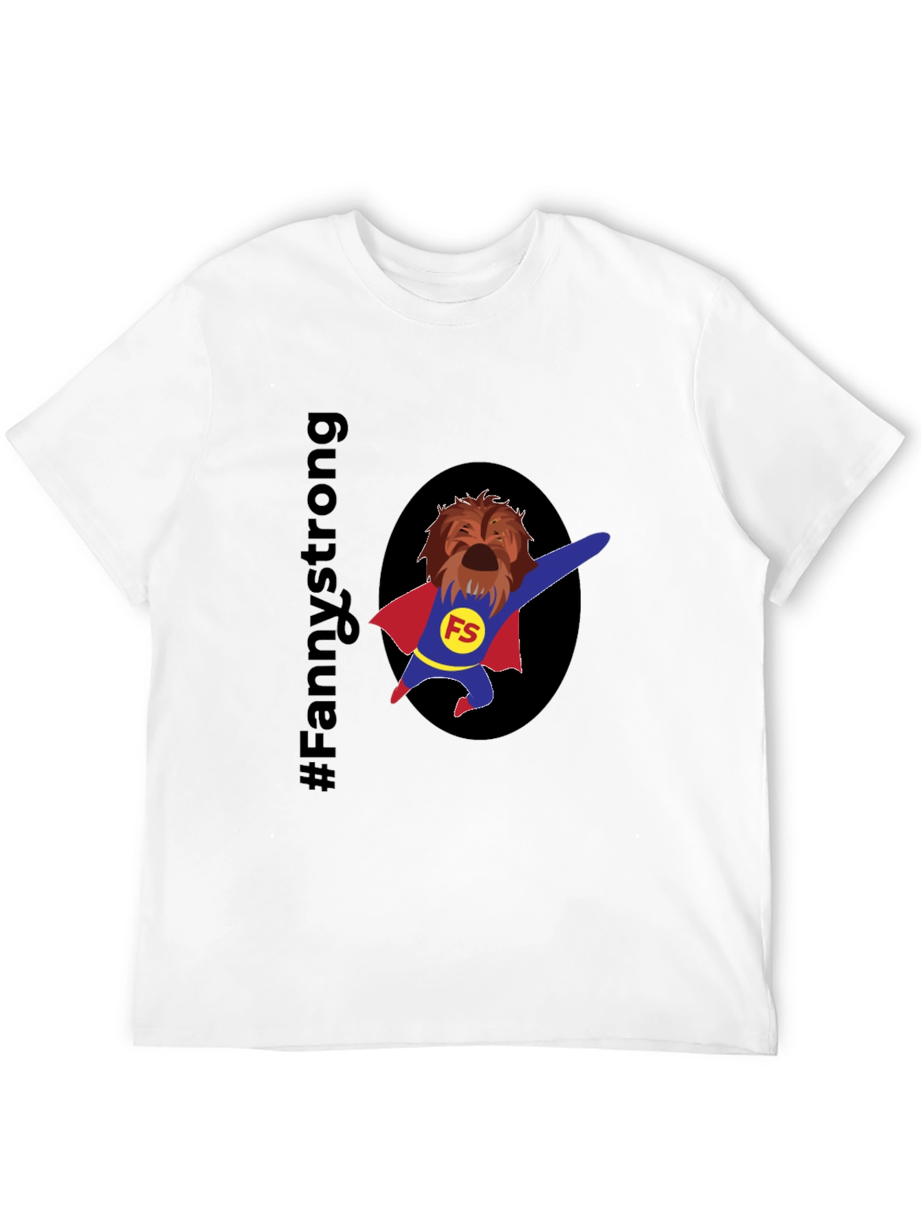 Black Fannystrong Dog Superhero T-Shirt - Black Cotton Tee view 12