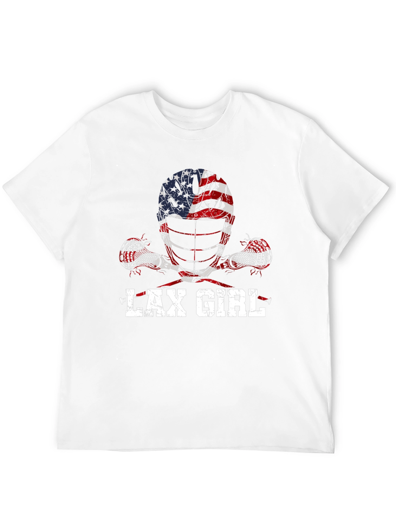 Black Lax Girl American Flag Lacrosse T-Shirt view 12