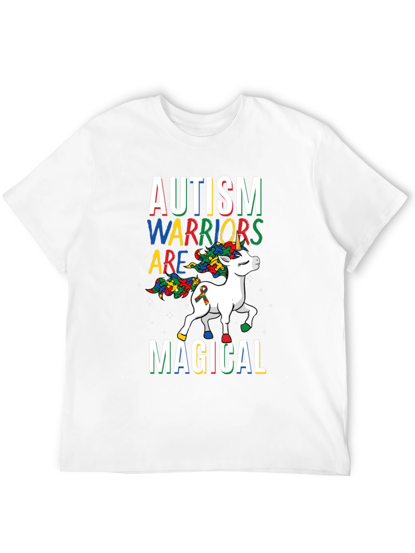 Black Autism Warriors Magical Unicorn T-Shirt view 12