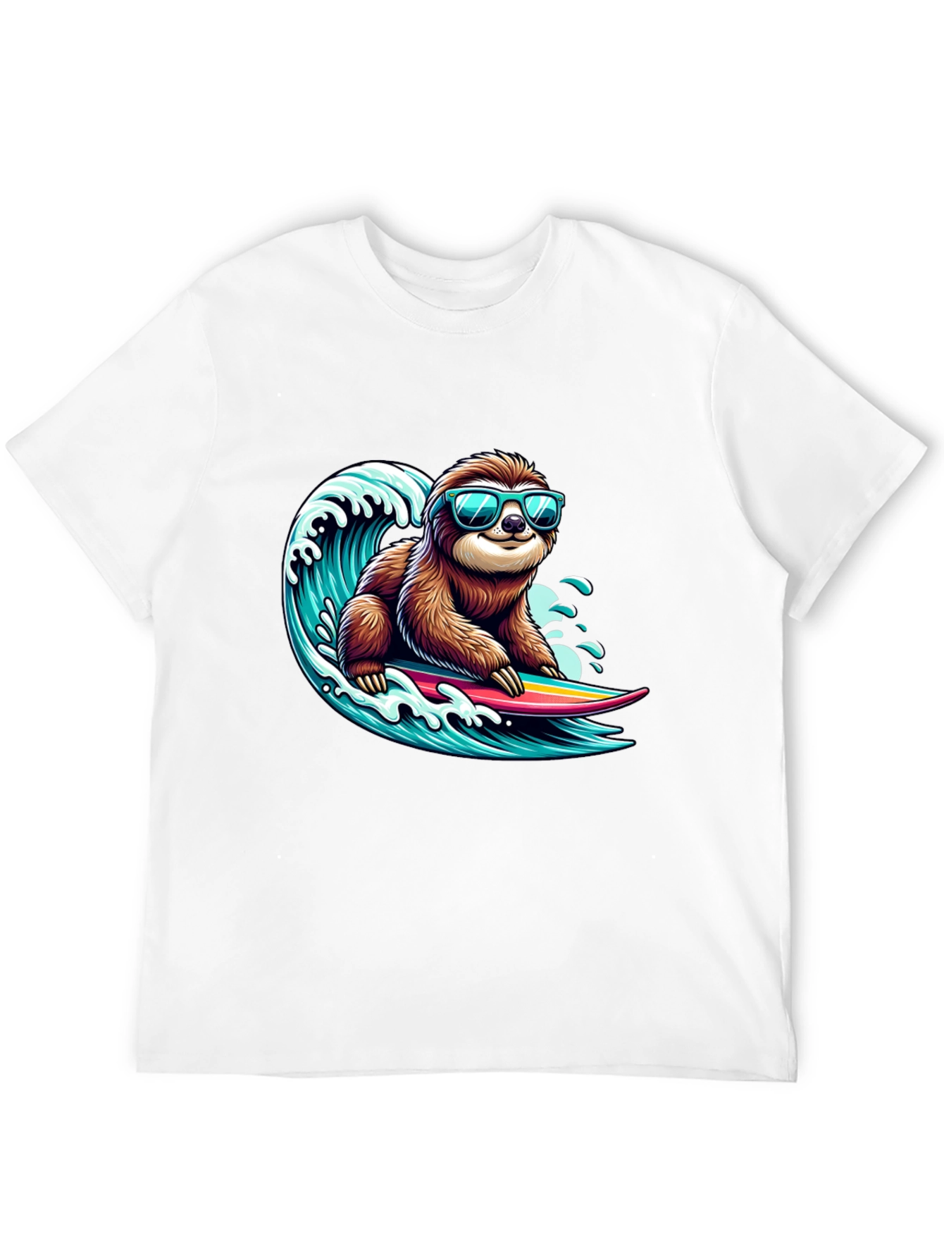 Black Surfing Sloth Graphic Tee - Cool Black T-Shirt view 12