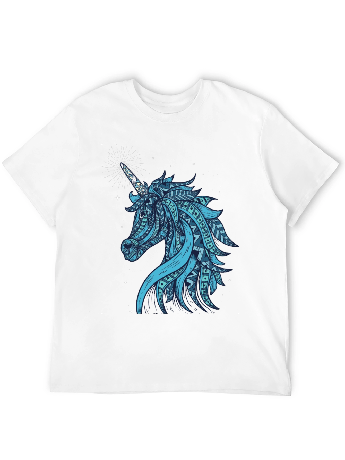 Black Tribal Unicorn Graphic Tee - Men's Black T-Shirt view 12