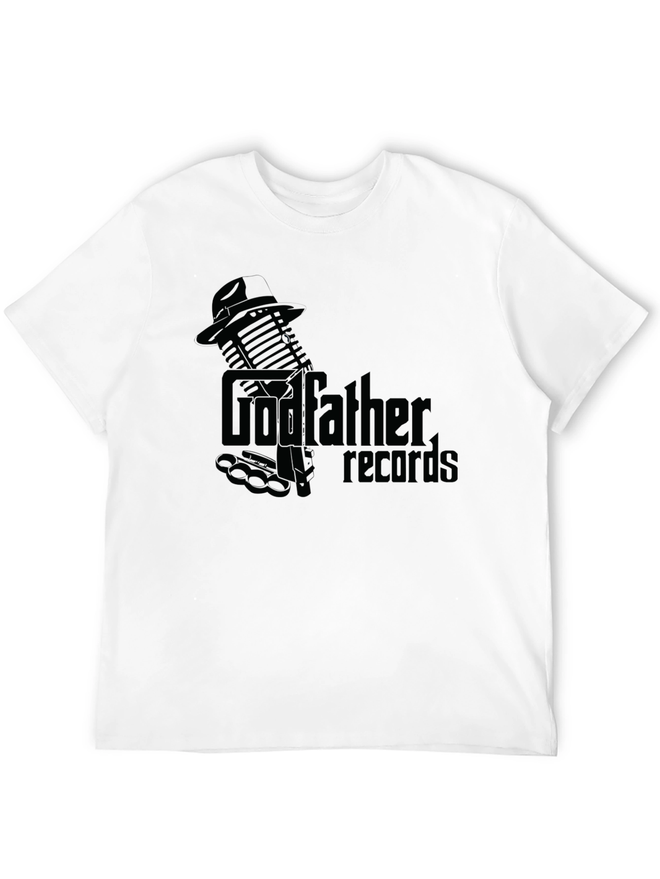 Black Godfather Records Graphic Tee - Vintage Microphone Design view 12
