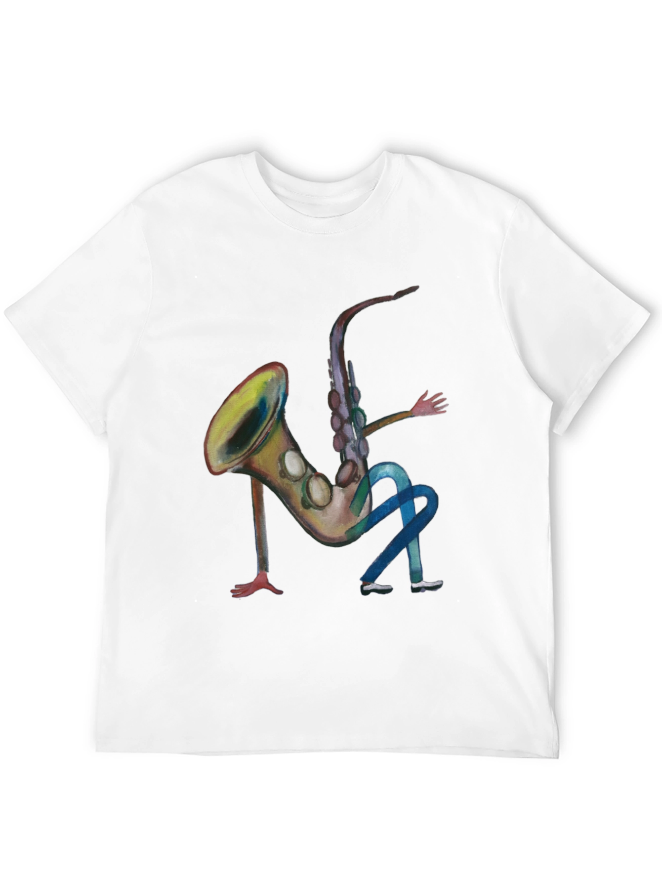 Black Saxophone Man Black T-Shirt - Funny Music Tee view 12