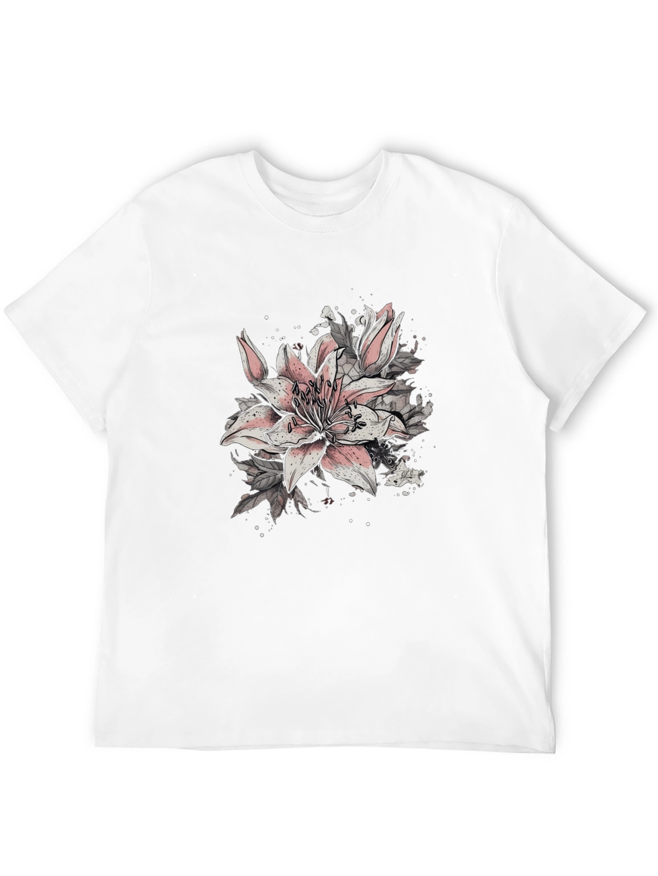 Black Floral Lily Graphic Black T-Shirt view 12
