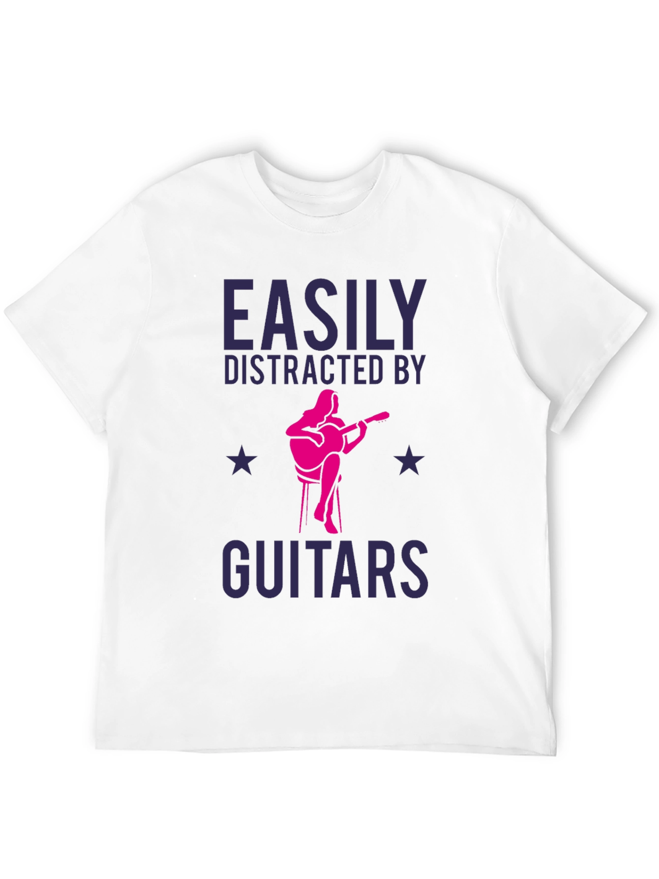 Black Easily Distracted By Guitars T-Shirt view 12