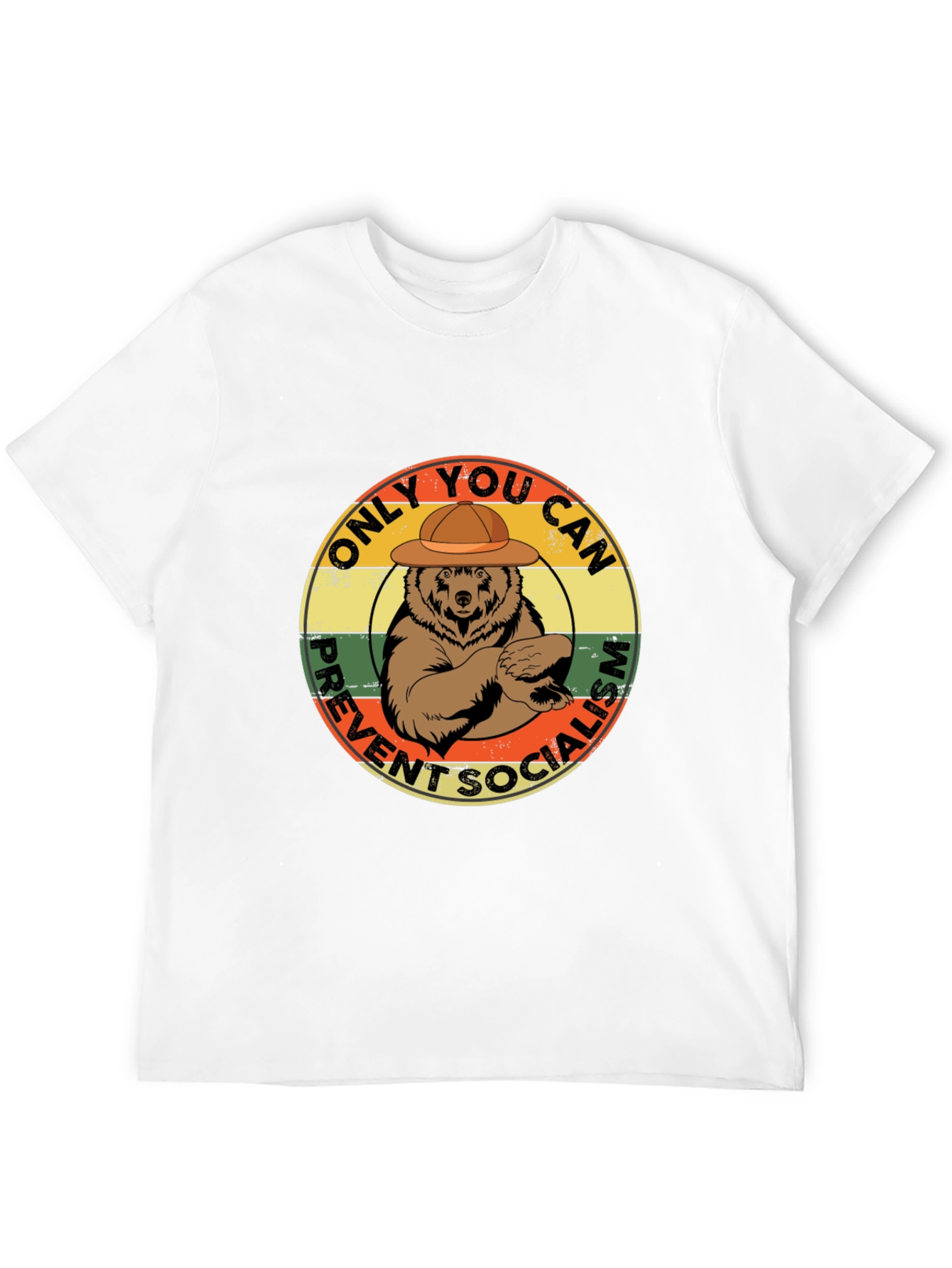 Black Smokey Bear Prevent Socialism T-Shirt view 12
