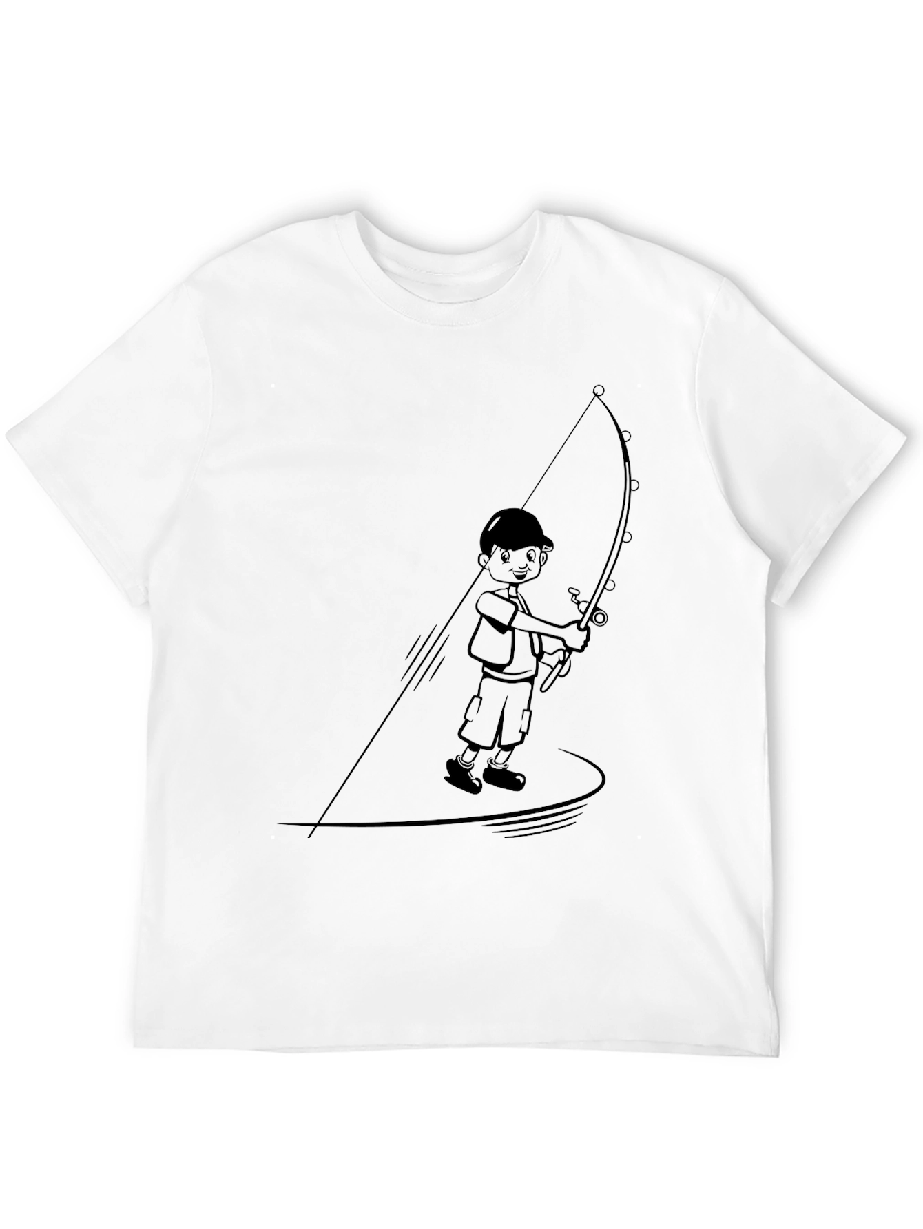 Black Boy Fishing Graphic Tee - Black Cotton Blend view 12