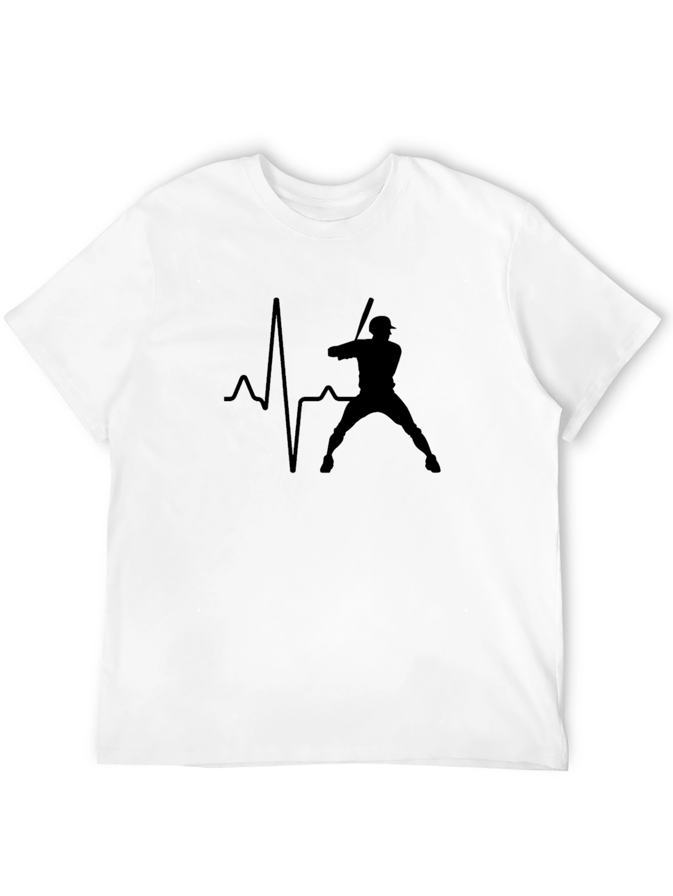 Black Baseball Heartbeat Graphic Tee - Black view 12