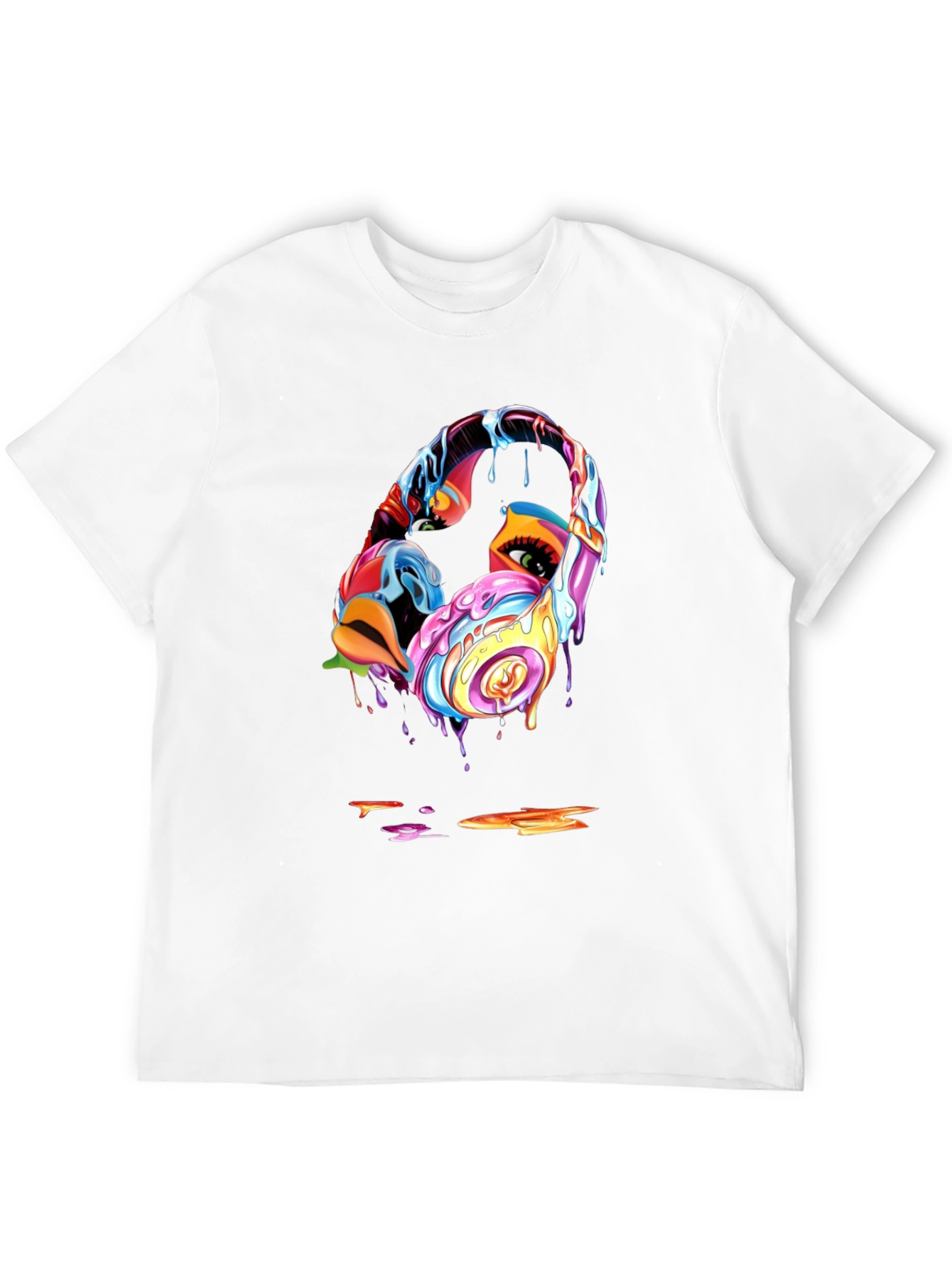 Black Abstract Headphones Graphic T-Shirt view 12