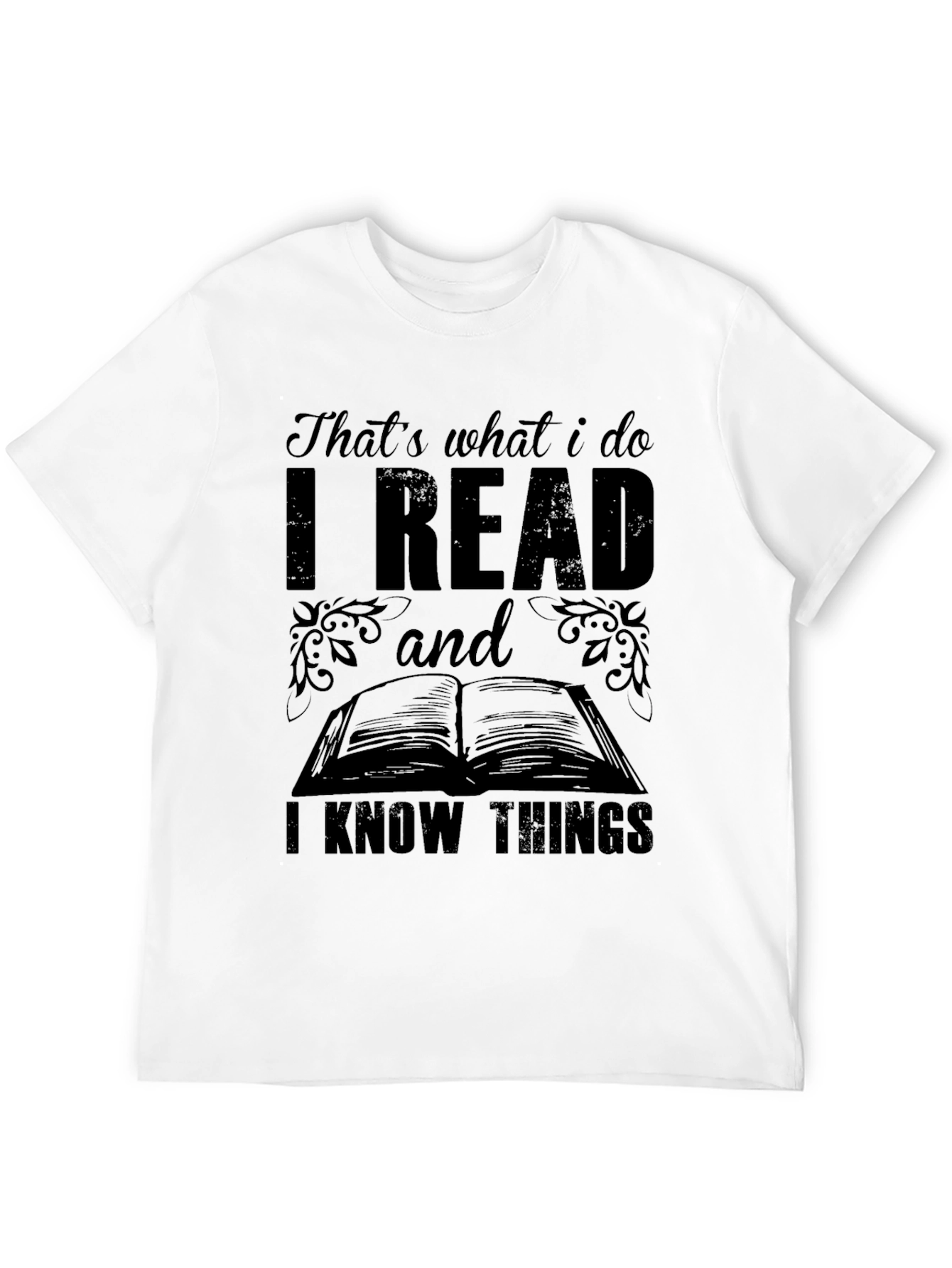 Black I Read and I Know Things Black T-Shirt view 12