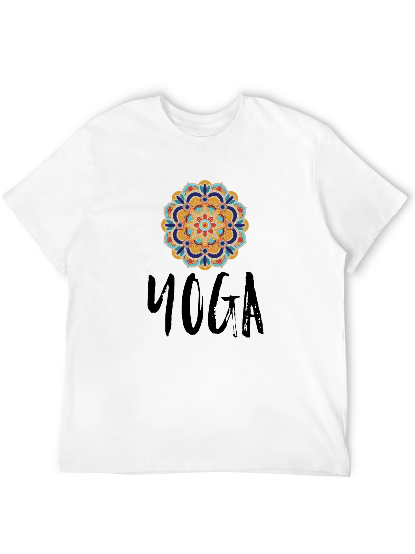 Black Yoga Mandala Graphic Black T-Shirt view 12