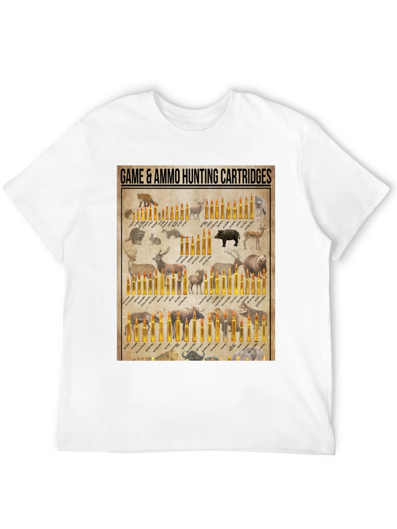 Black Hunting Cartridge T-Shirt - Game and Ammo Design view 12