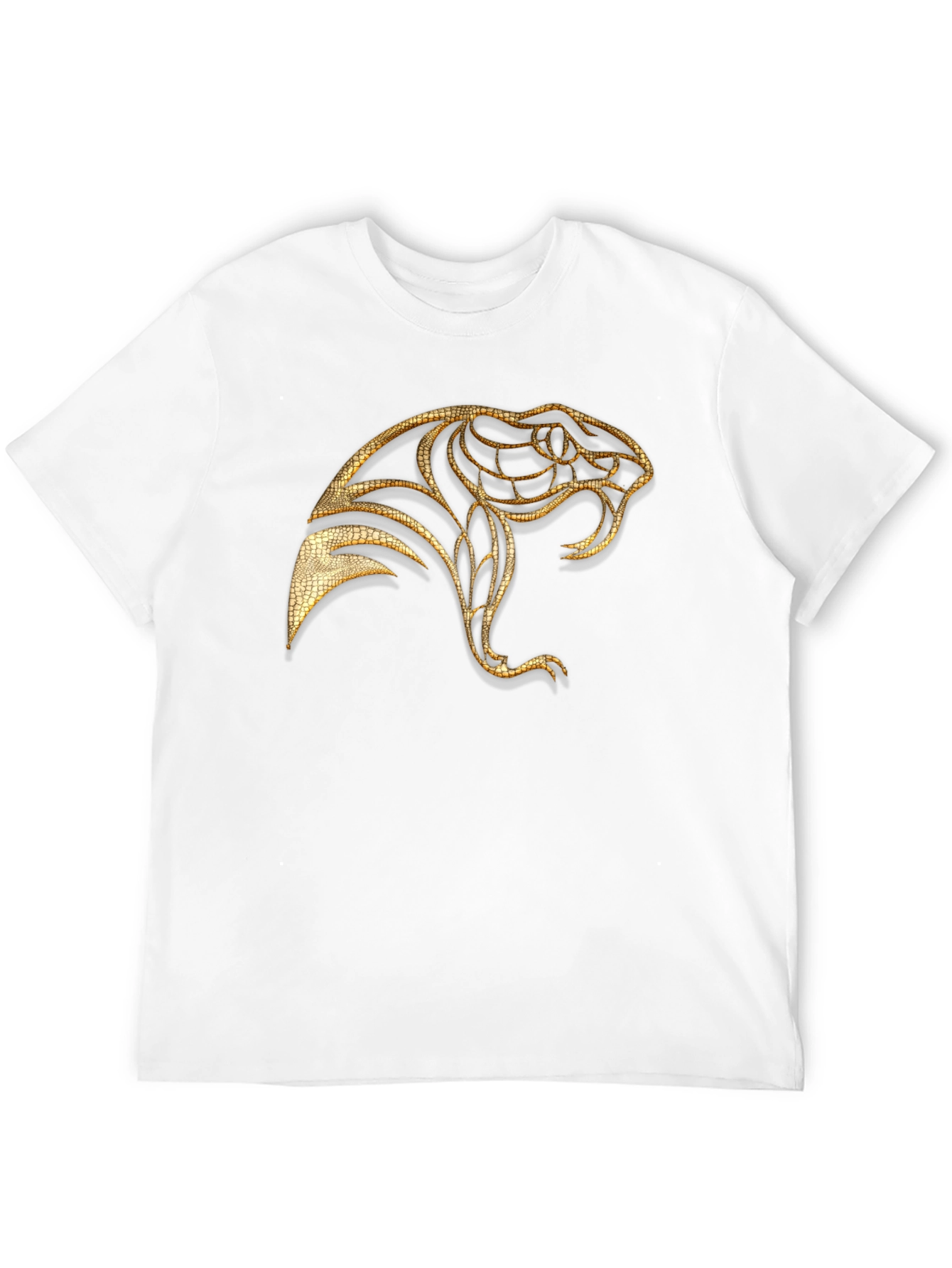 Black Men's Black T-Shirt with Golden Snake Design view 12