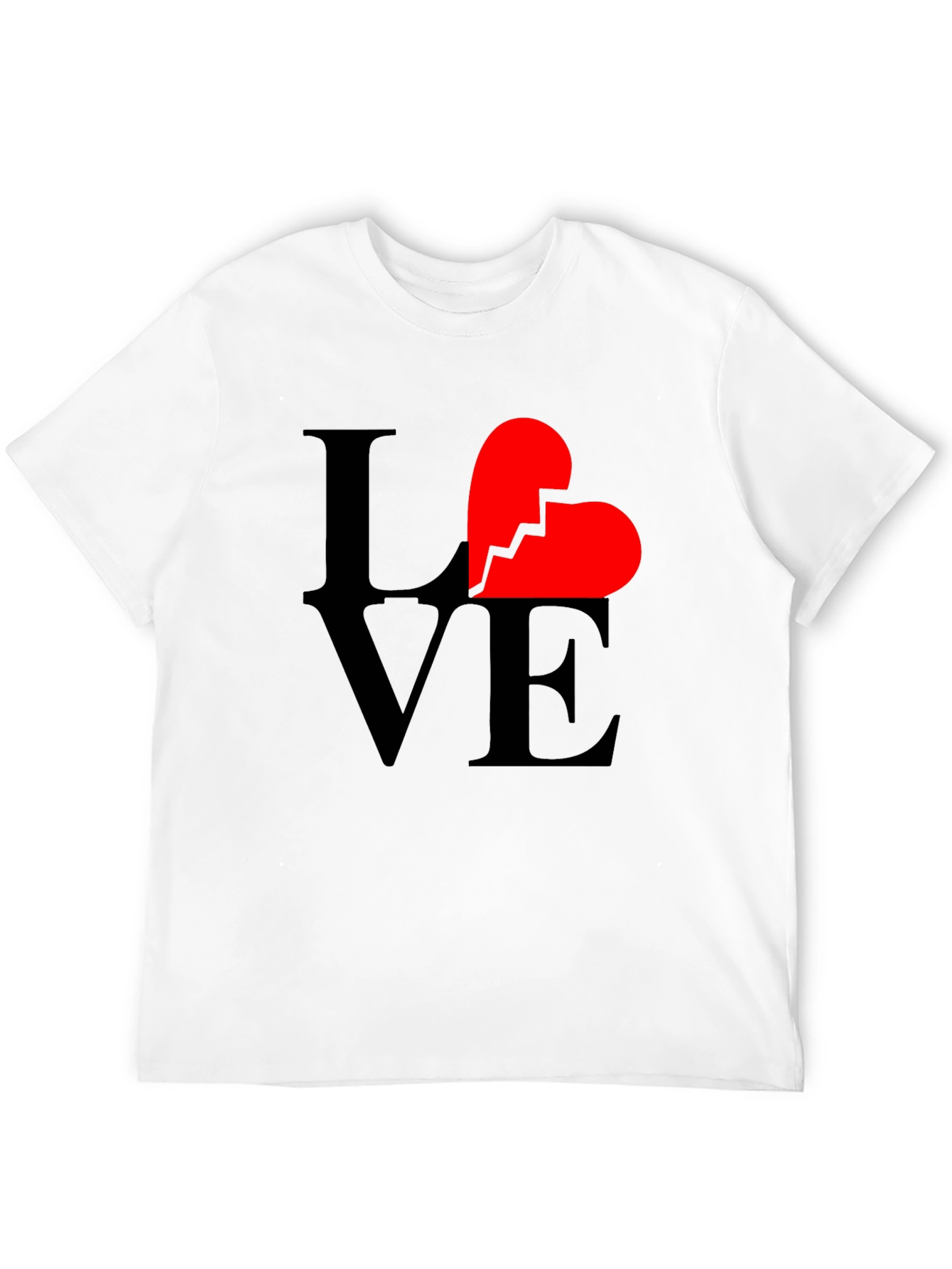Black Broken Heart Love Graphic T-Shirt - Unisex Black Tee view 12