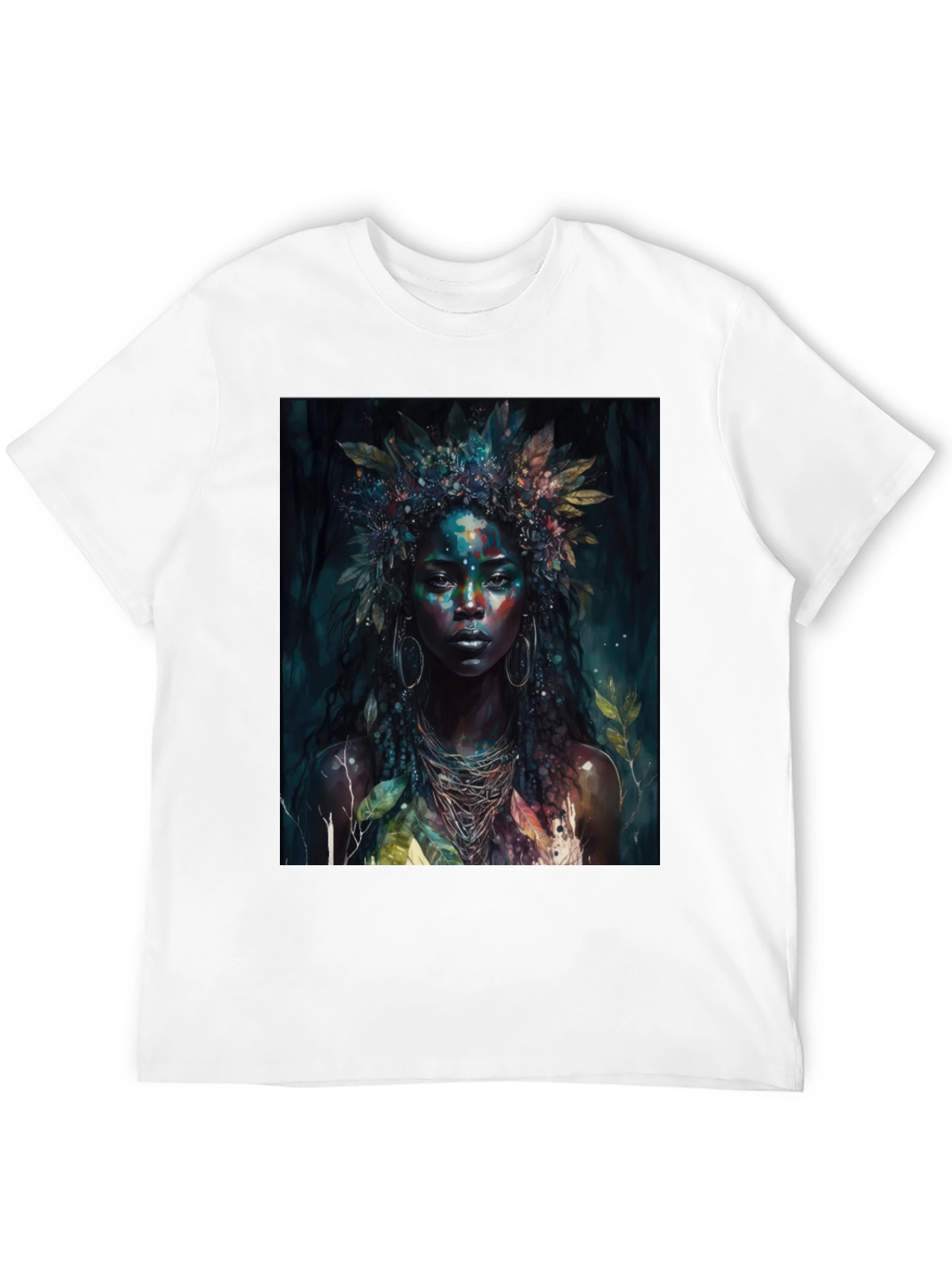 Black Mystic Woman Graphic Tee - Nature Art T-Shirt view 12