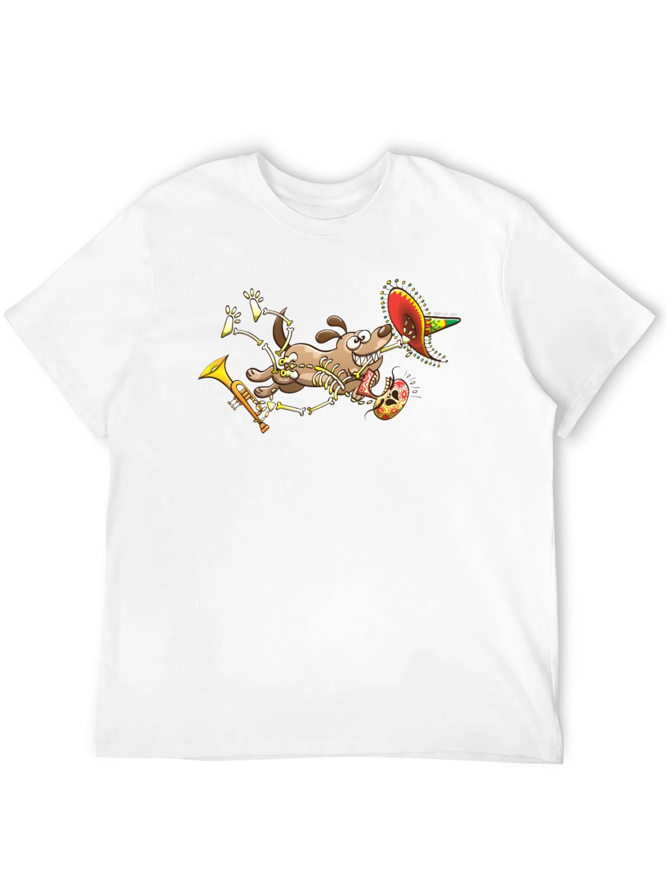 Black Skeleton Dog Sombrero T-Shirt view 12