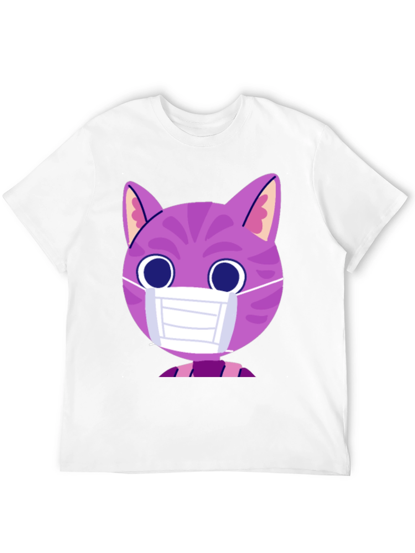 Black Cute Cat in Mask Graphic Tee - Unisex Black T-Shirt view 12