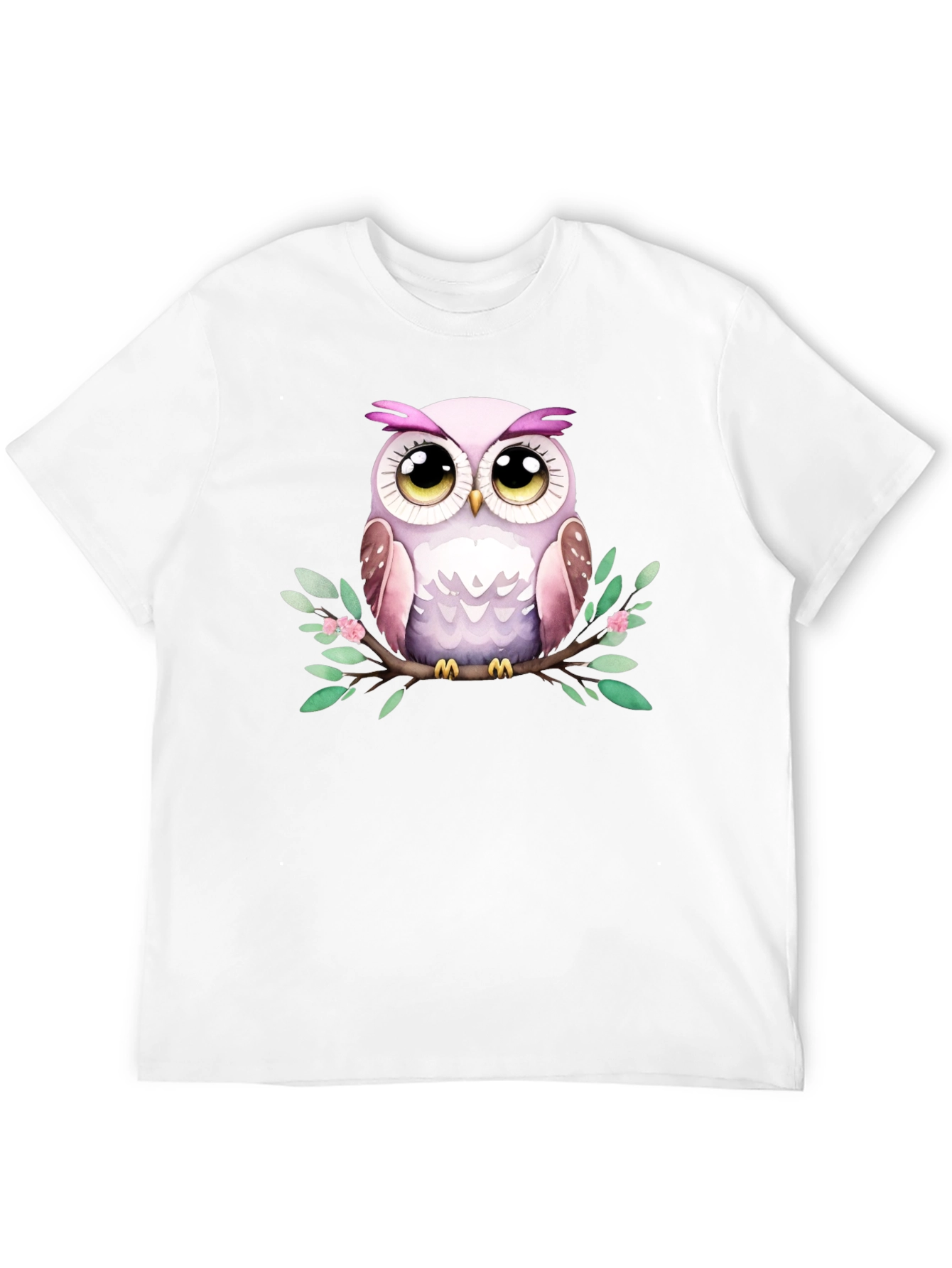 Black Cute Owl Graphic Tee - Black Cotton Blend view 12