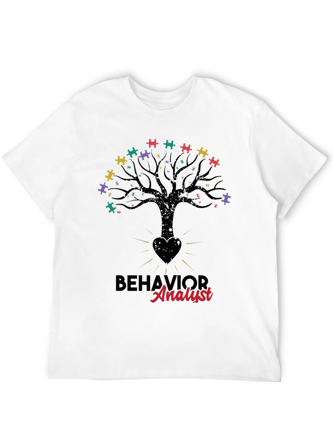 Black Behavior Analyst Tree Puzzle T-Shirt view 12