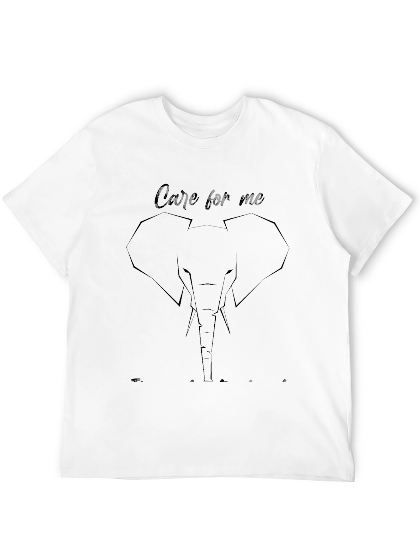 Black Care For Me Graphic Tee - Black, Minimalist Elephant Design view 12