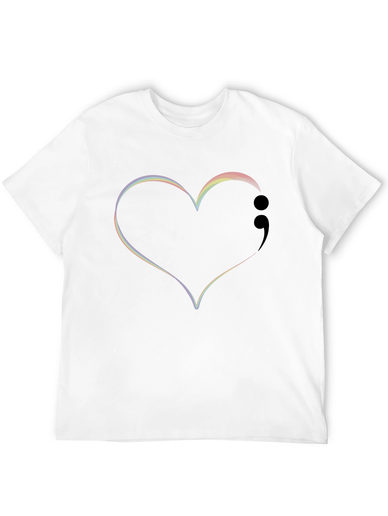 Black Heart Semicolon Rainbow T-Shirt view 12