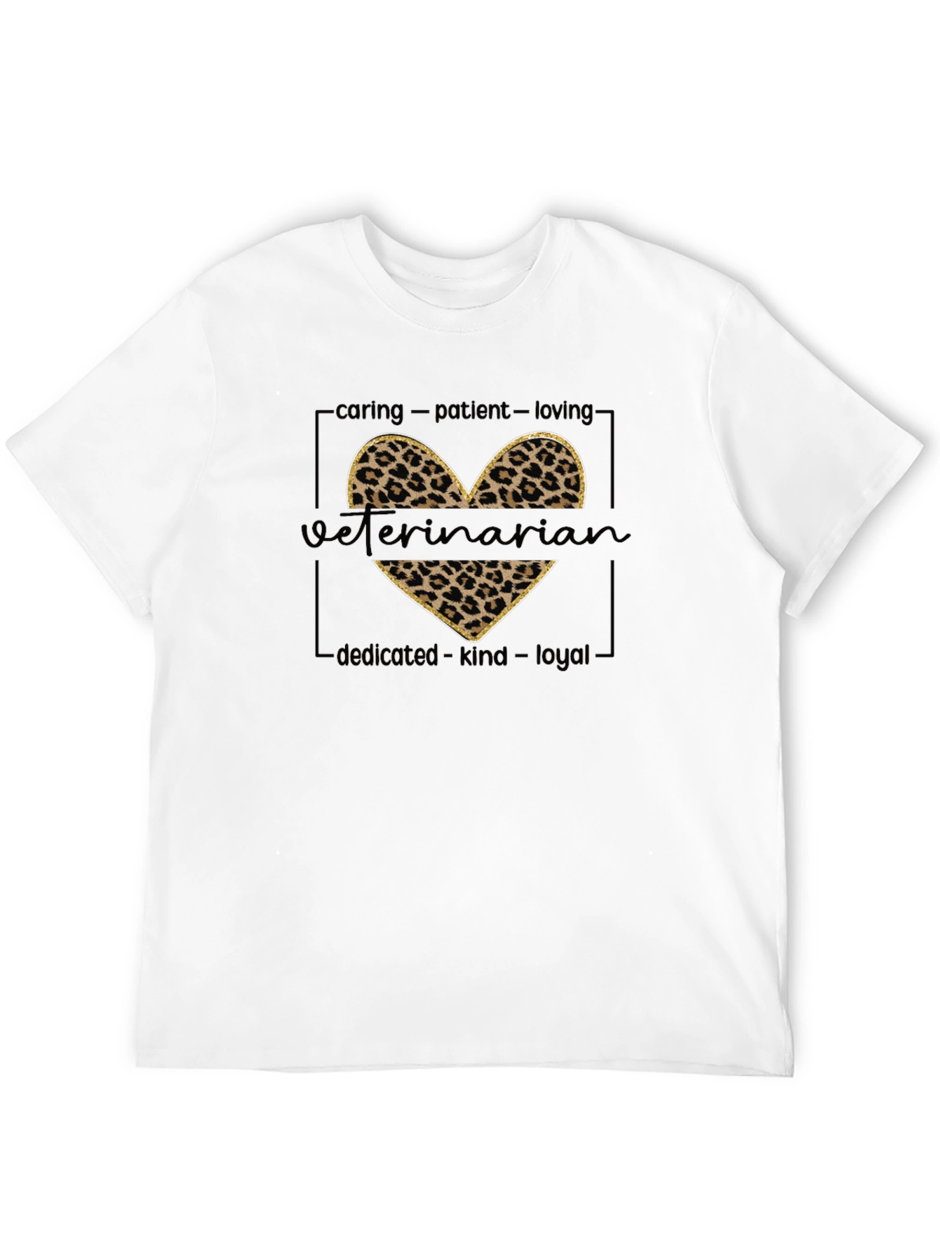 Black Veterinarian Leopard Print Heart T-Shirt view 12