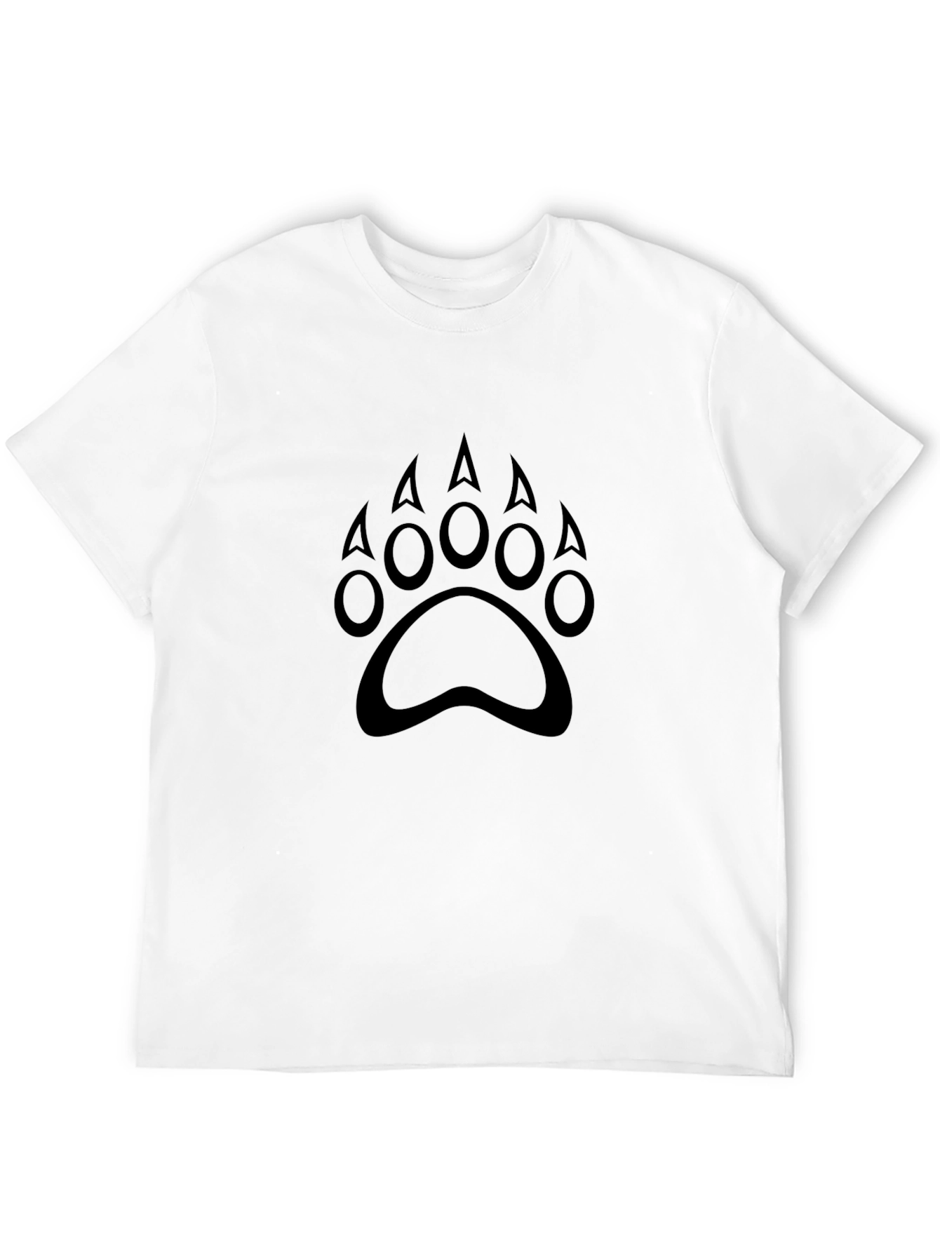 Black Black Bear Paw Print Crew Neck T-Shirt view 12