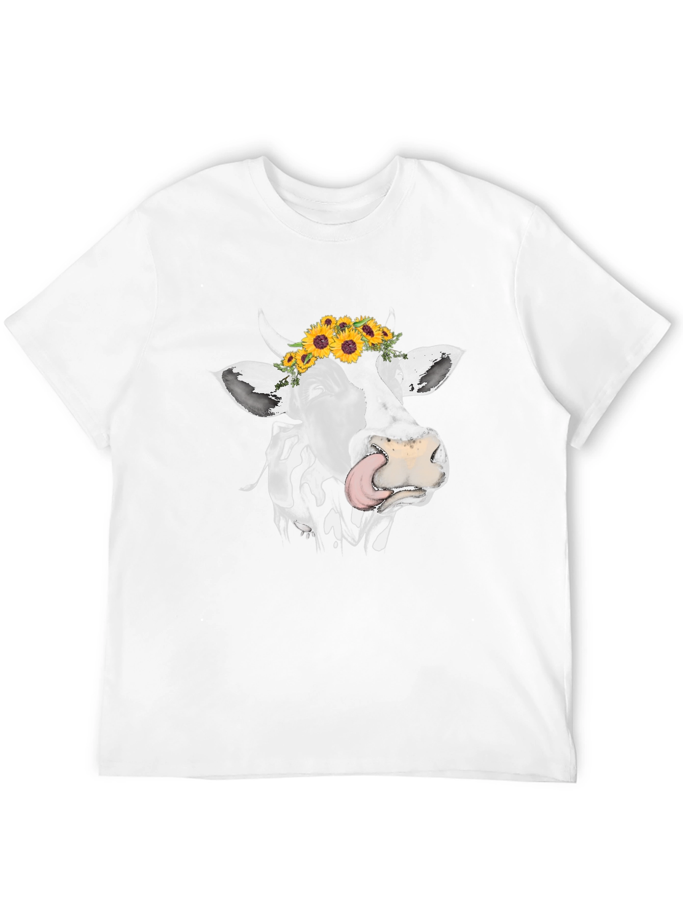 Black Cow with Sunflower Crown Graphic Tee view 12