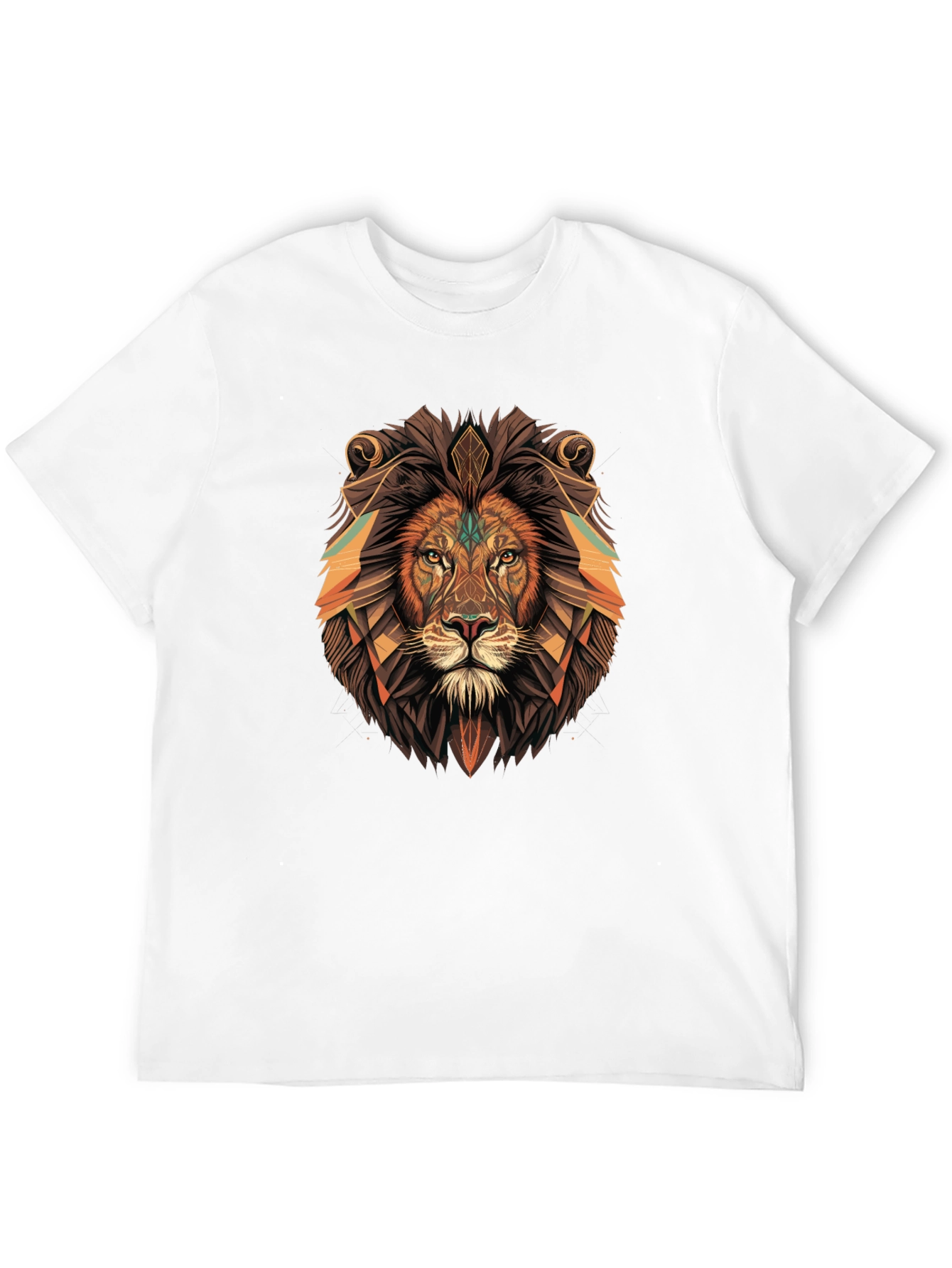 Black Geometric Lion Graphic Tee - Black Cotton Blend view 12