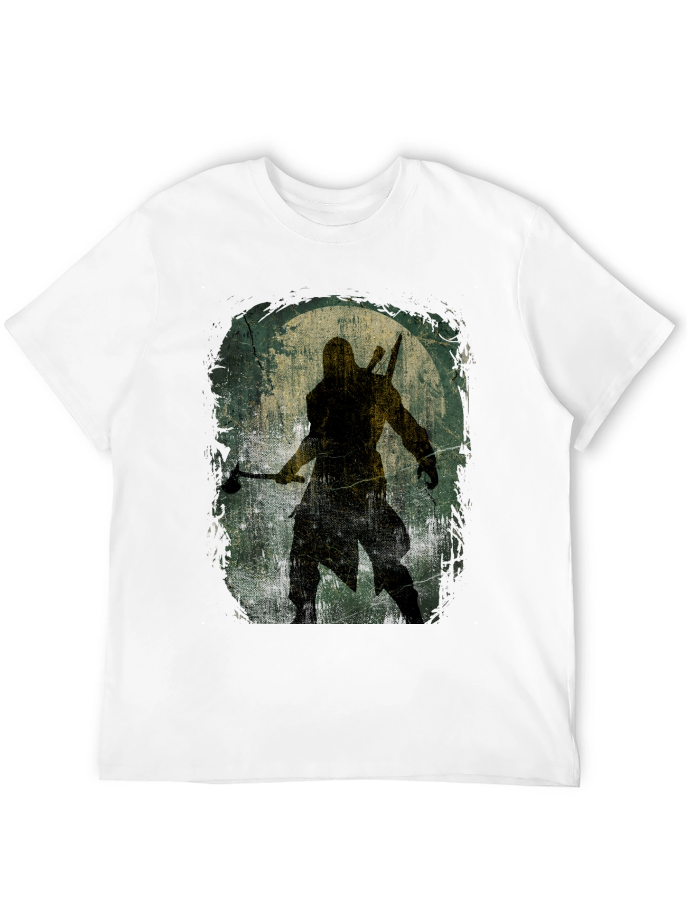 Black Warrior Silhouette Graphic Tee - Black Cotton T-Shirt view 12