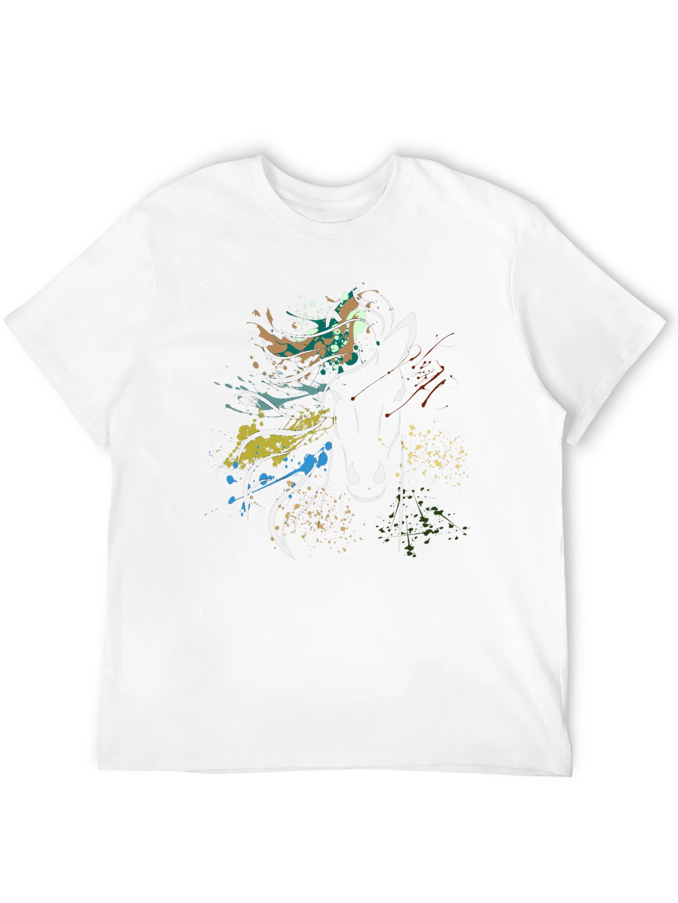 Black Abstract Horse Graphic Tee - Stylish Men's Black T-Shirt view 12