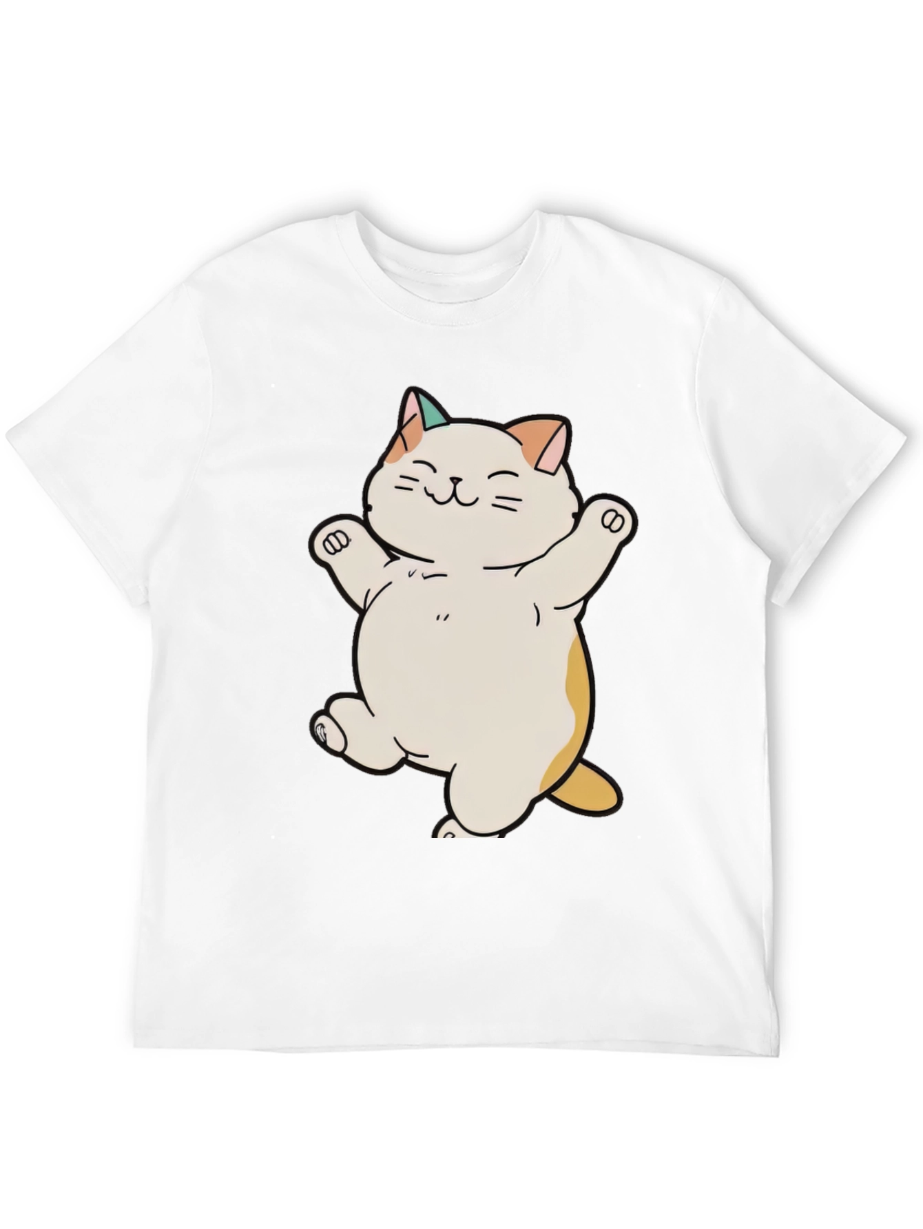 Black Cute Cat T-Shirt - Happy Cartoon Kitty Design view 12