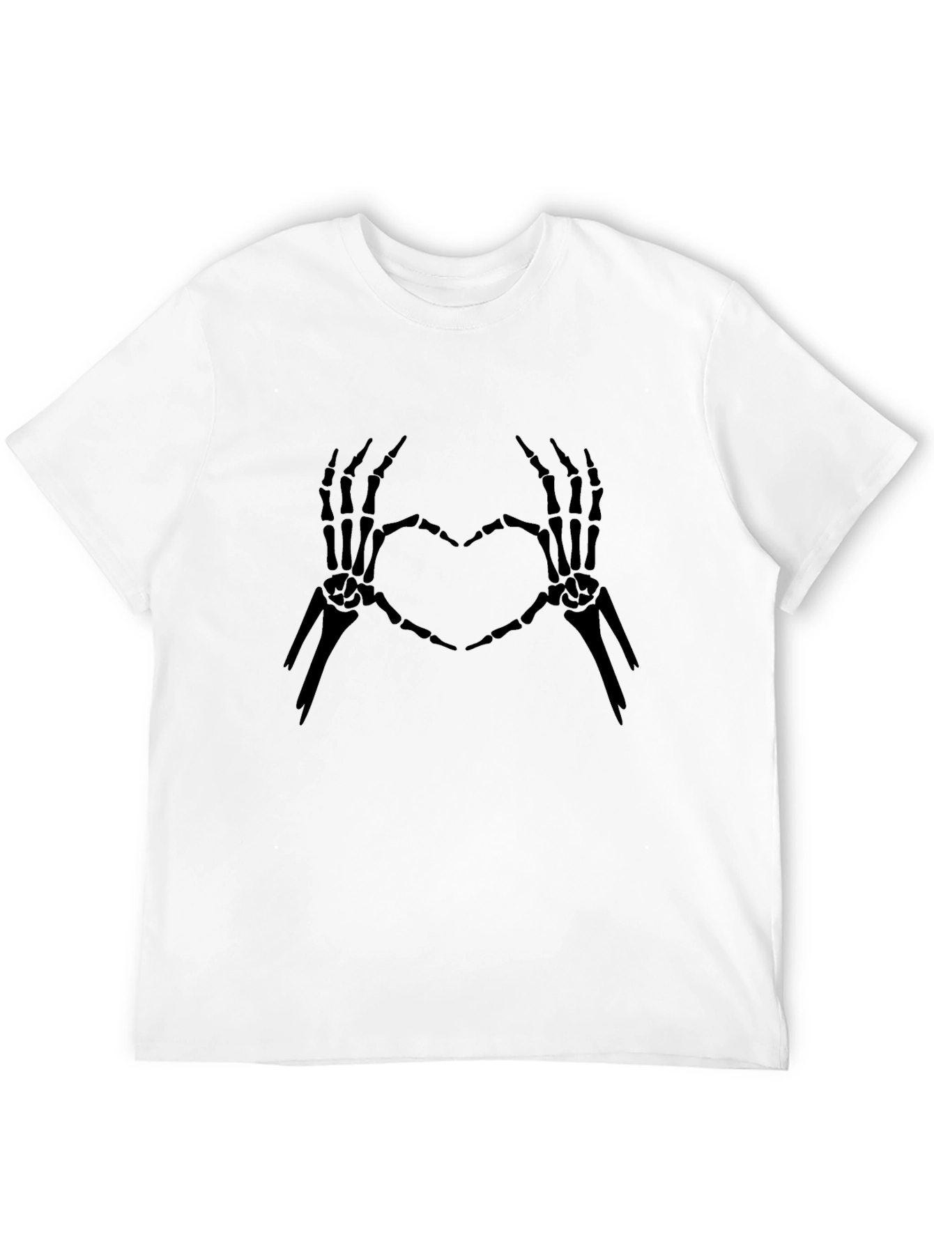 Black Skeleton Heart Hands Graphic Tee - Black Cotton view 12