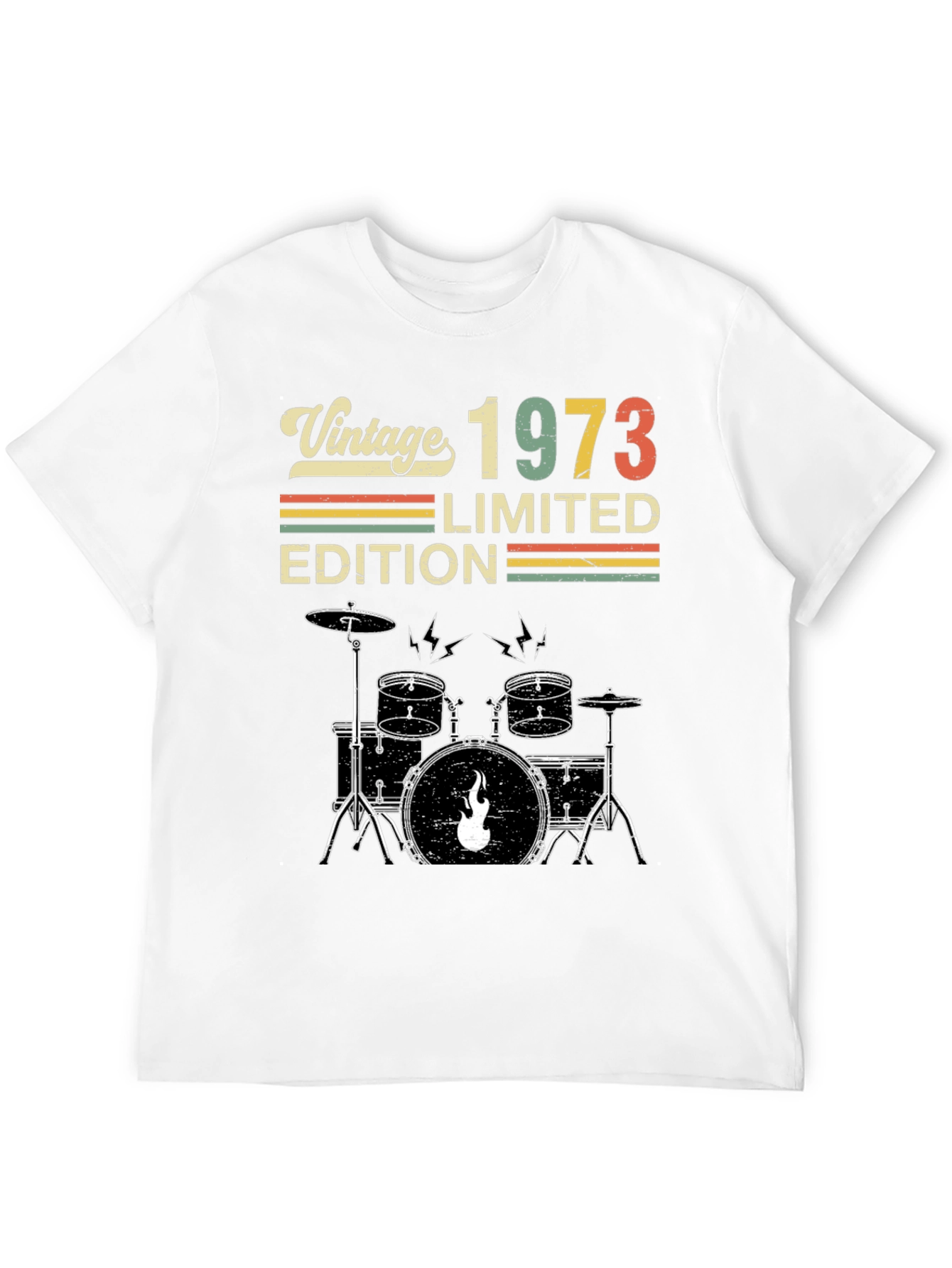 Black Vintage 1973 Limited Edition Drum Set Graphic Tee view 12