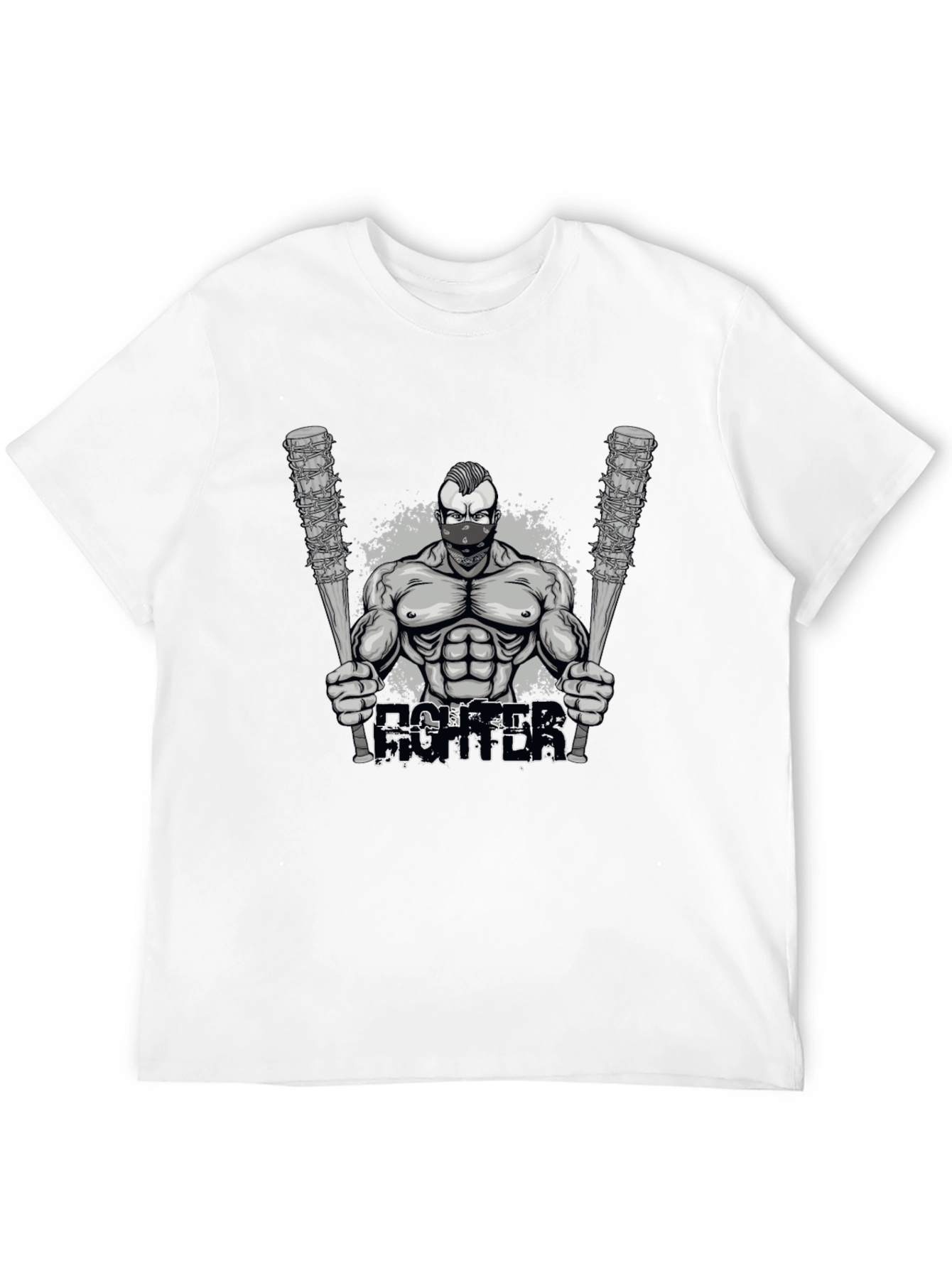 Black Fighter Graphic T-Shirt - Men's Black Tee view 12