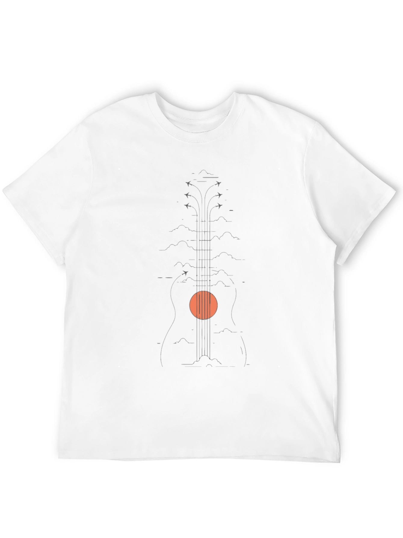 Black Guitar & Flight T-Shirt - Black Graphic Tee view 12