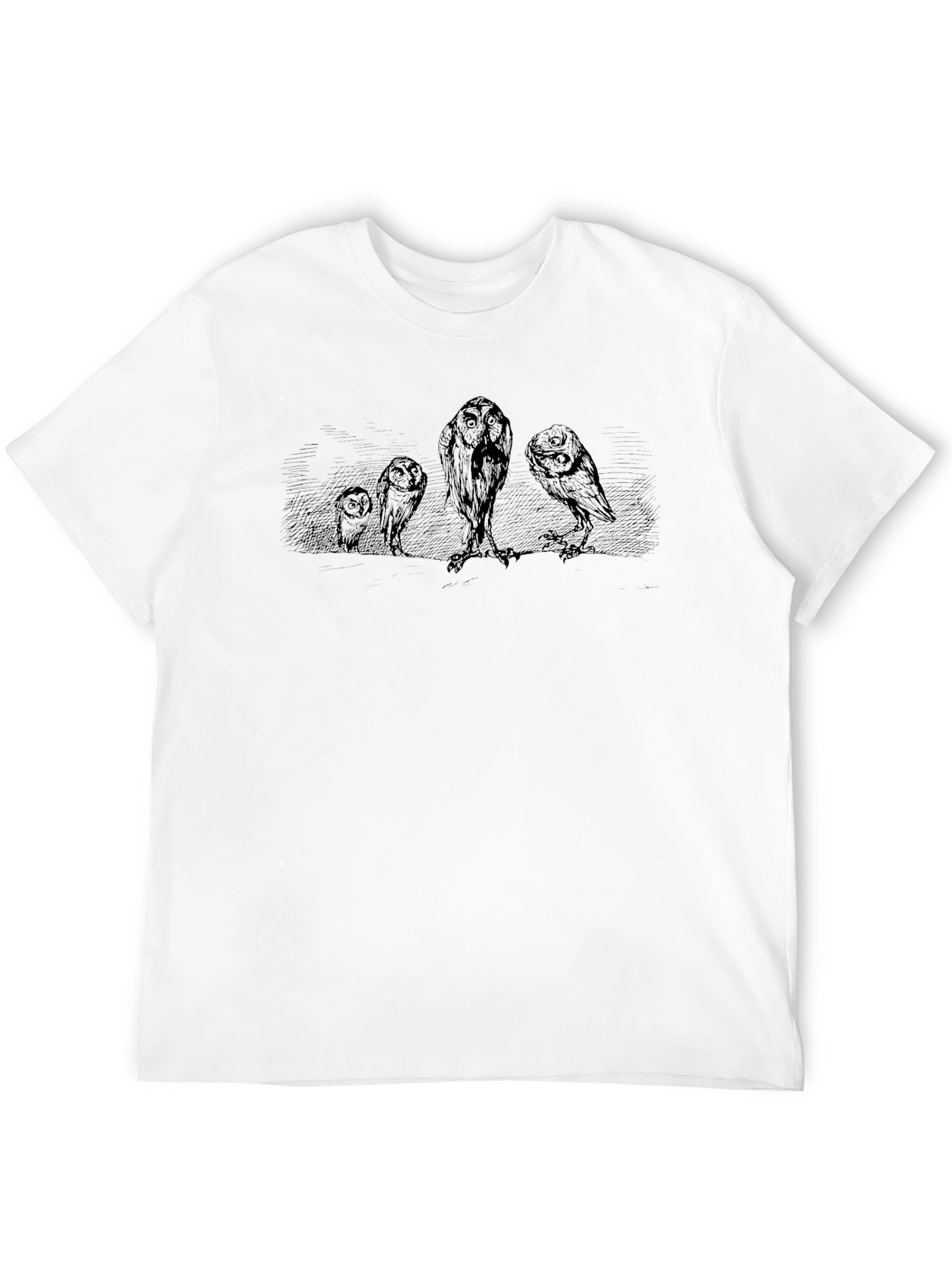 Black Men's Black Owl Graphic Print T-Shirt view 12