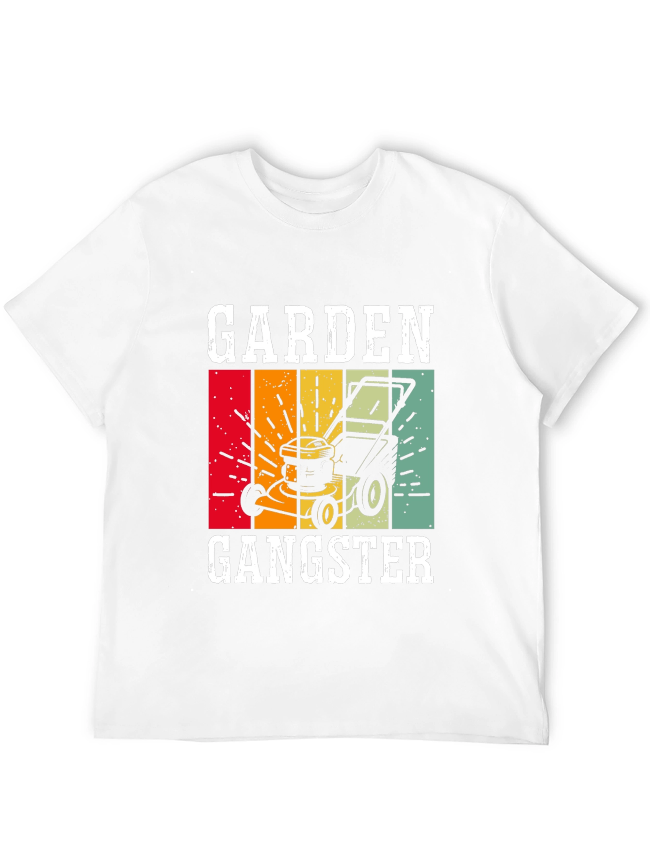 Black Garden Gangster Graphic T-Shirt - Retro Lawn Mower Design view 12