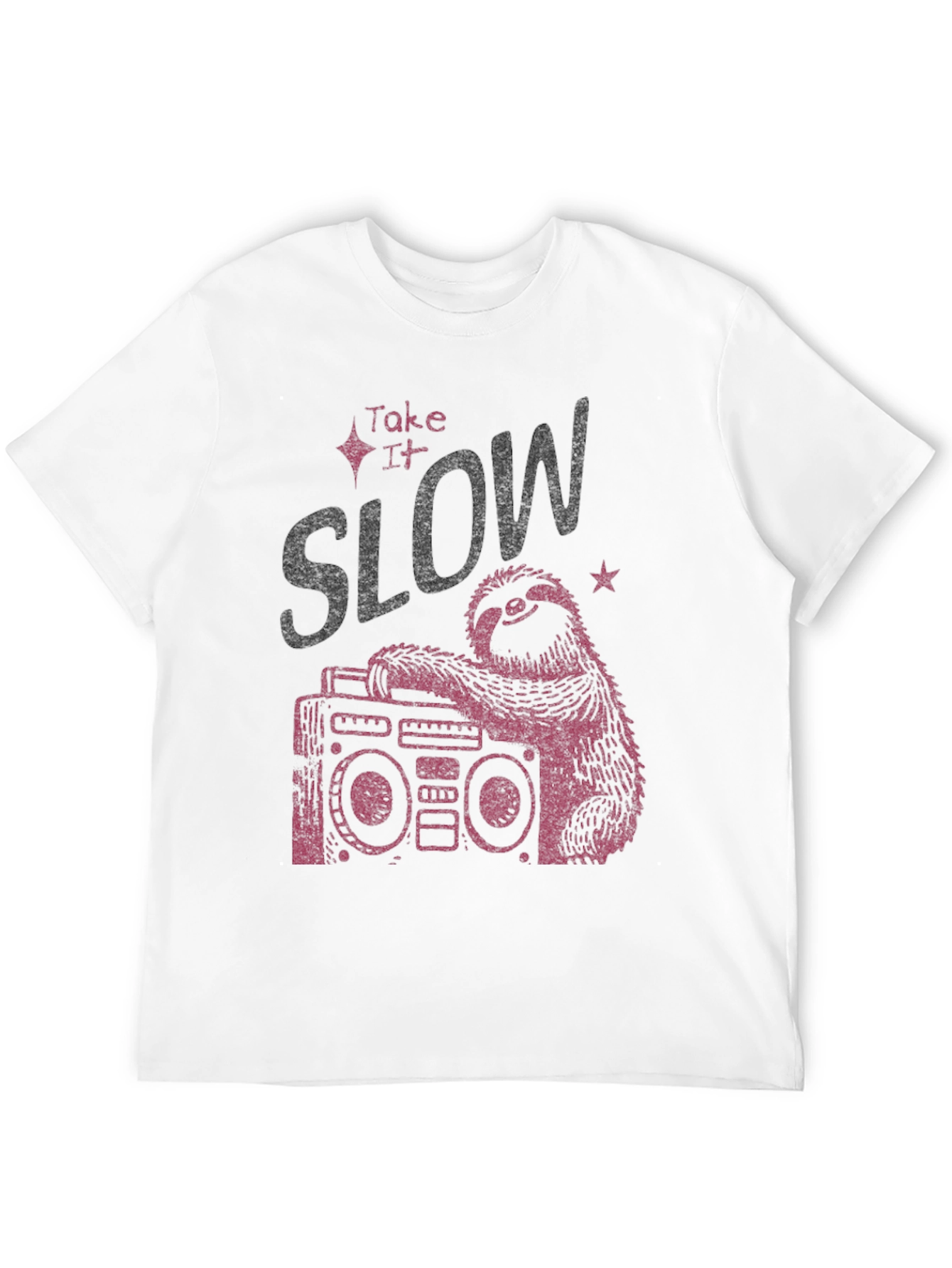 Black Take It Slow Sloth Boombox Graphic Tee view 12